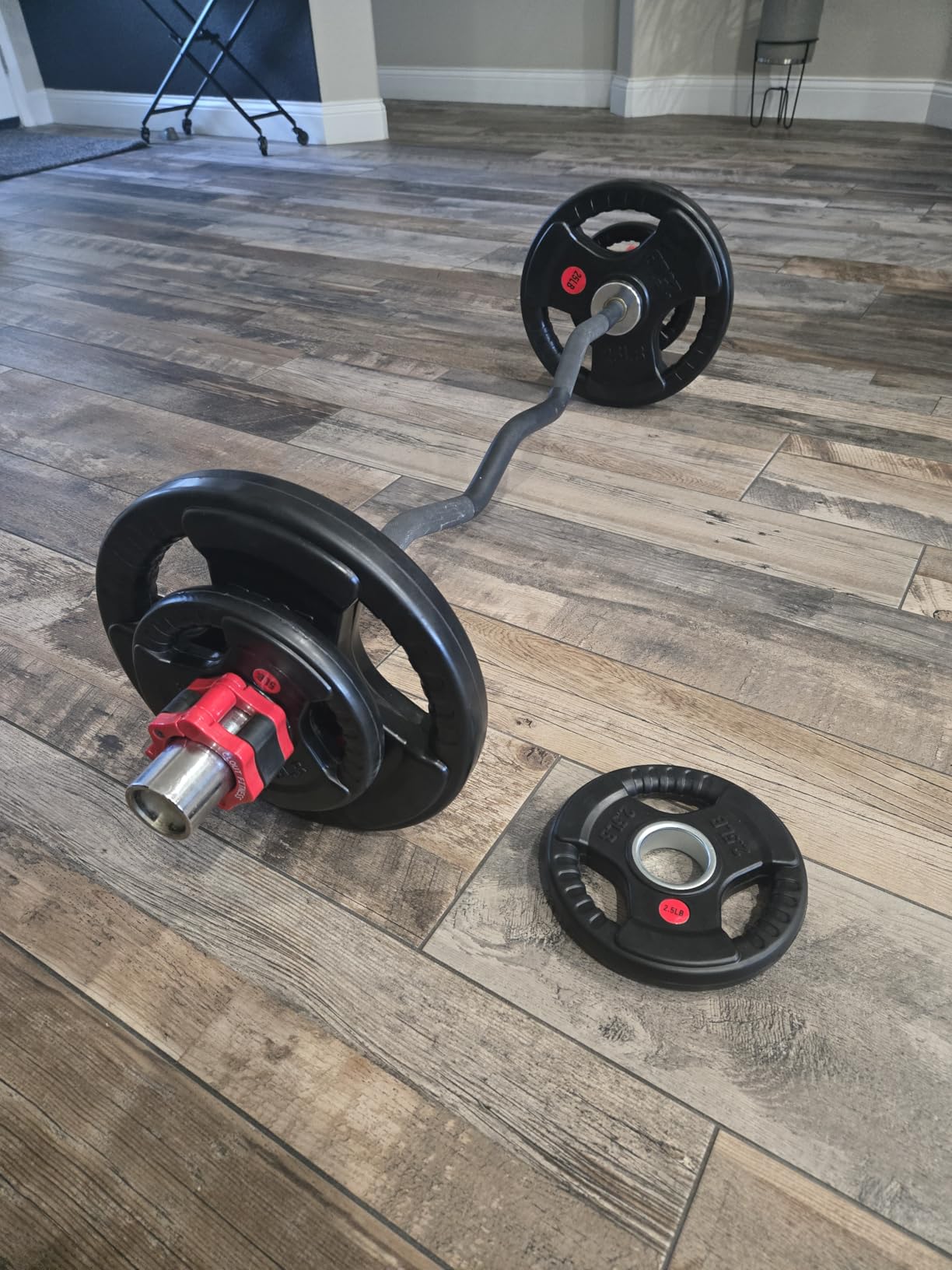 GIKPAL Olympic Weight Plates, 2-Inch Rubber Coated for Strength Training | 2.5-250LB Barbell Plates Weights Set, Three-Grip Design for Easy Handling, Quiet & Floor-safe, Home Gym Use customer photo 1