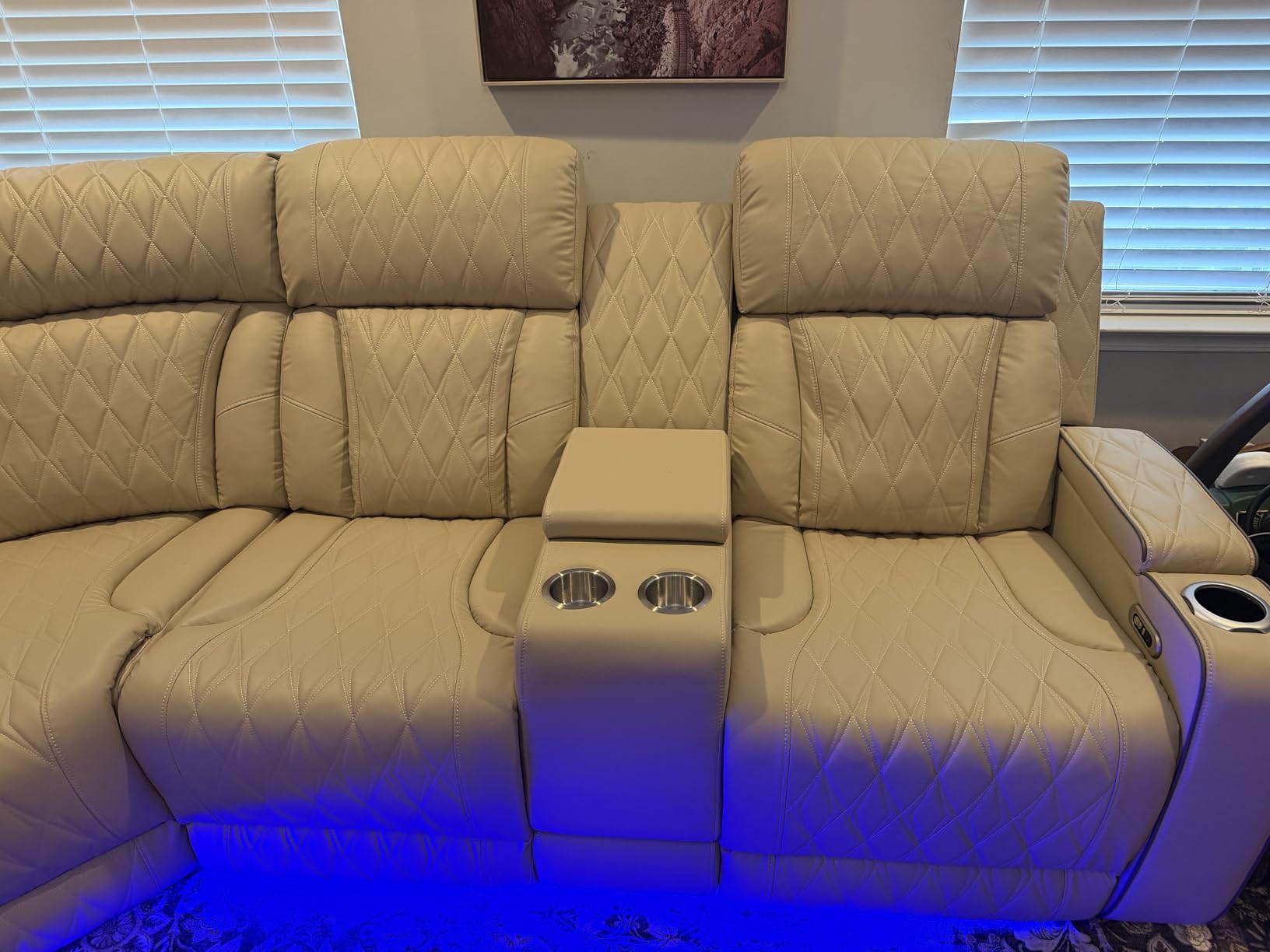 Breathing Leather Reclining Sofa Set, Power Recliner Sectional Couch with LED Light, Modern Living Room Furniture Set, Reclining Sectional Couch Set with USB Port/Storage for Home/Home Theater customer photo 1
