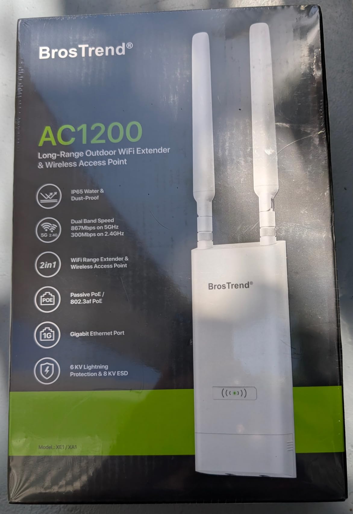 BrosTrend AC1200 Outdoor WiFi Extender Long Range, Dual Band 5GHz + 2.4GHz, IP65 Weatherproof Gigabit Signal Booster, PoE Powered, with Passive PoE Injector, 2x 5dBi Antennas, Works for Yard, Farm, RV customer photo 1