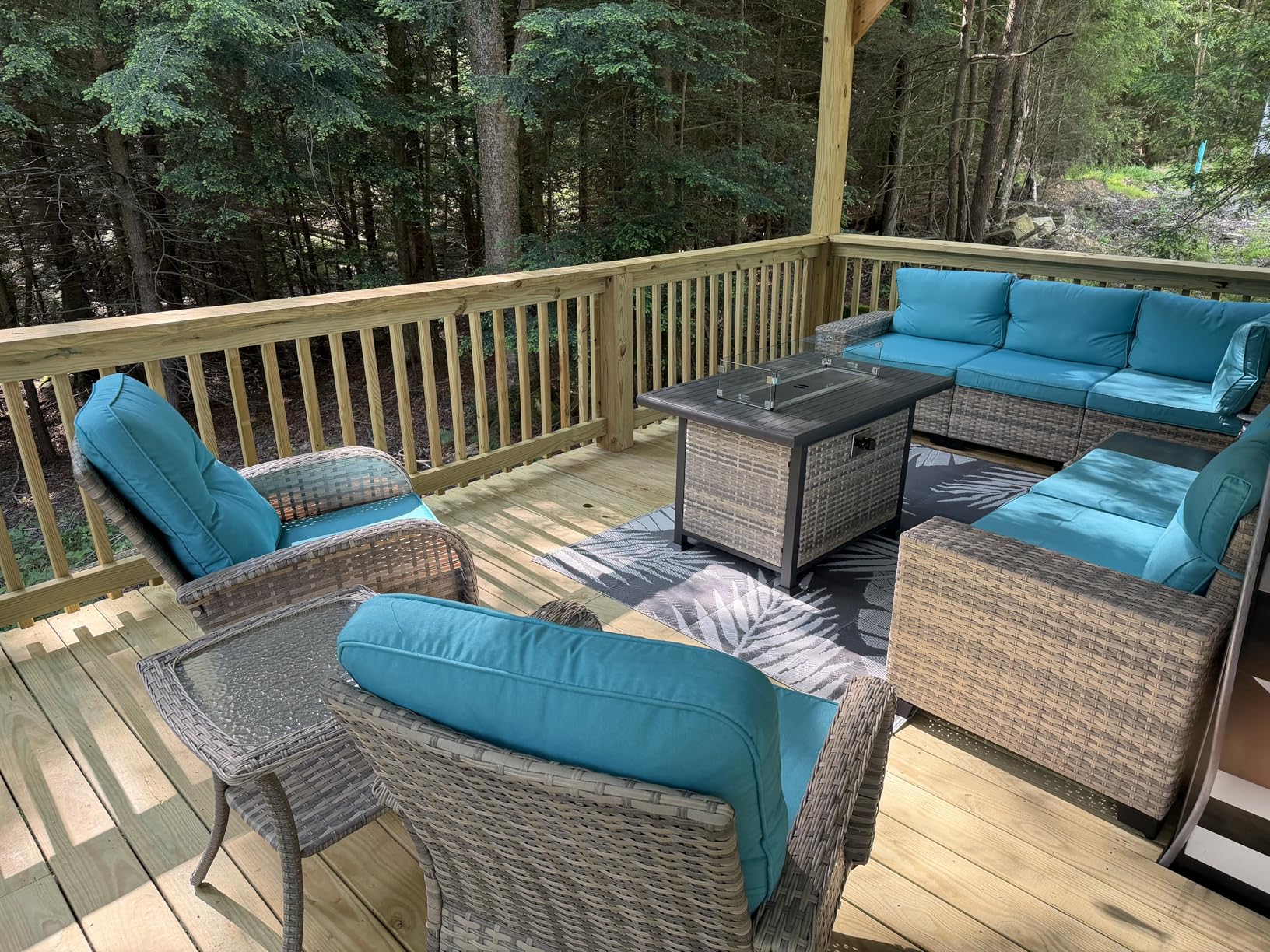 6-Piece Outdoor Patio Furniture Set Wicker Sectional Sofa Set, Patio Conversation Set with Thickened Cushions & Coffee Table for Garden, Backyard, Poolside, Beige customer photo 2