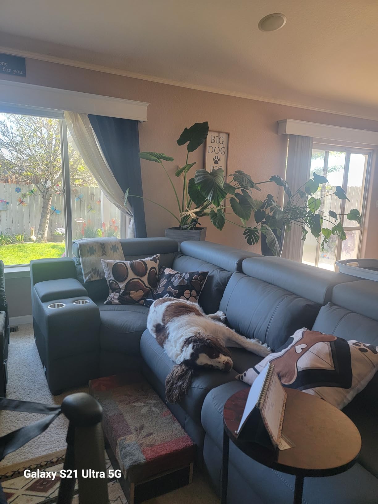 AMERLIFE Power Recliner Sectional Sofa with Storage/USB Port, Leather Recliner Sofa with Adjustable Headrest, Reclining Sectional Couches with Console and Cup Holder for Living Room (Brown, 5-Seater) customer photo 1