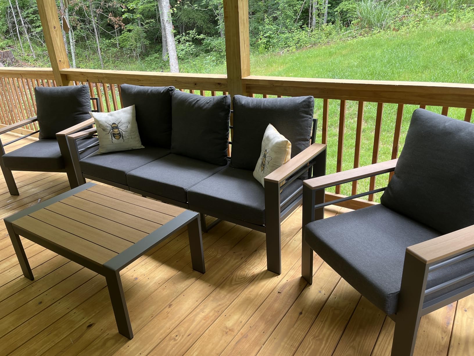 Aoxun Patio Furniture Set, 5 Piece Aluminum Patio Sets with 5