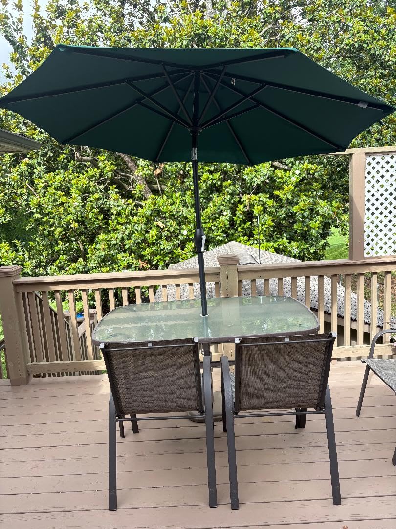Midtown Umbrellas Lean - 9 Ft Patio Umbrella, Chestnut Beige Canopy | 10-Year-No-Fade Terylast Fabric with 8 Ribs and Auto-Tilt Crank, Outdoor Umbrella for Deck, Pool and Garden, Black Pole customer photo 1