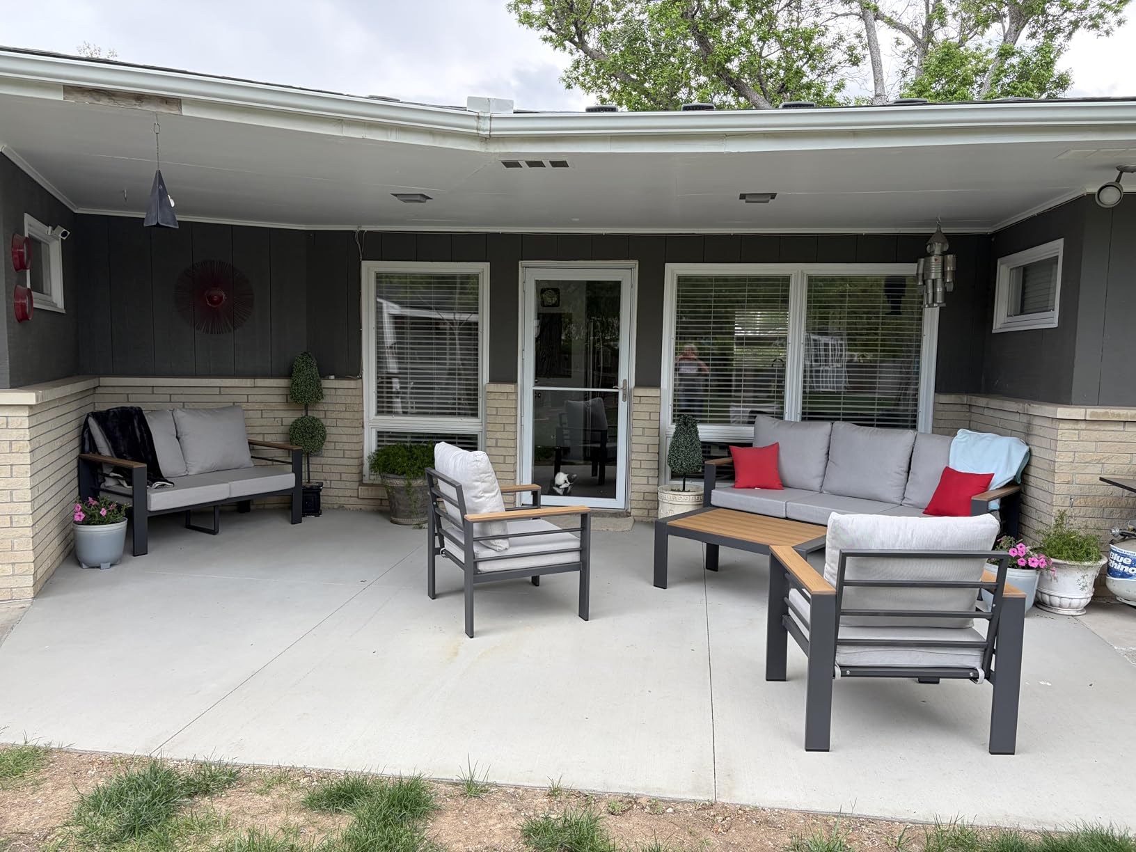 Aoxun Aluminum Patio Furniture Set 7 Seats, Oversized Outdoor Sectional with Washable Thick Cushions, Coffee Table and Waterproof Cover, Patio Conversation Sets for Porch, Balcony, Deck customer photo 1