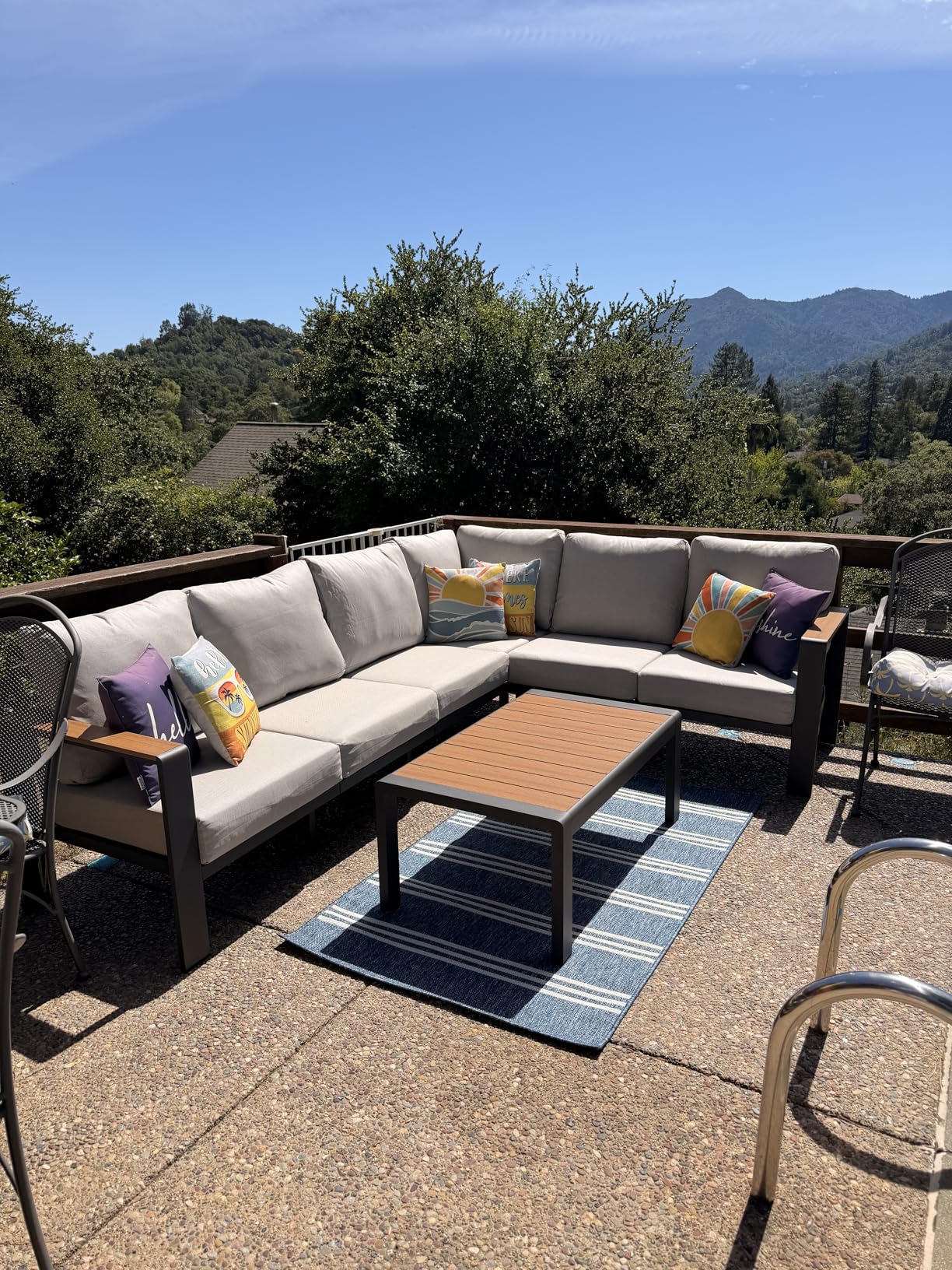 Aluminum Outdoor Patio Furniture Set 6 Seats, Outdoor Sectional Corner Sofa with Thick Waterproof Cushions & Coffee Table, Patio Conversation Sets for Backyard, Porch, Balcony, Deck, Gray customer photo 1
