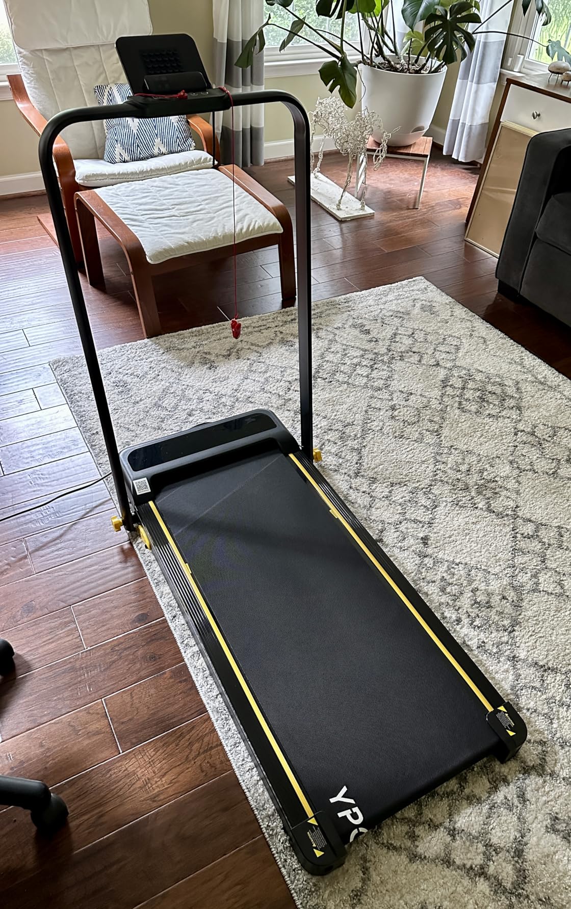 YPOO Foldable Treadmill with Incline, Walking Pad with Handle Bar 3 Level Incline, Portable Folding Treadmills for Home/Office 300 Lbs Capacity, Quiet Desk Treadmill with Remote Control & APP customer photo 2
