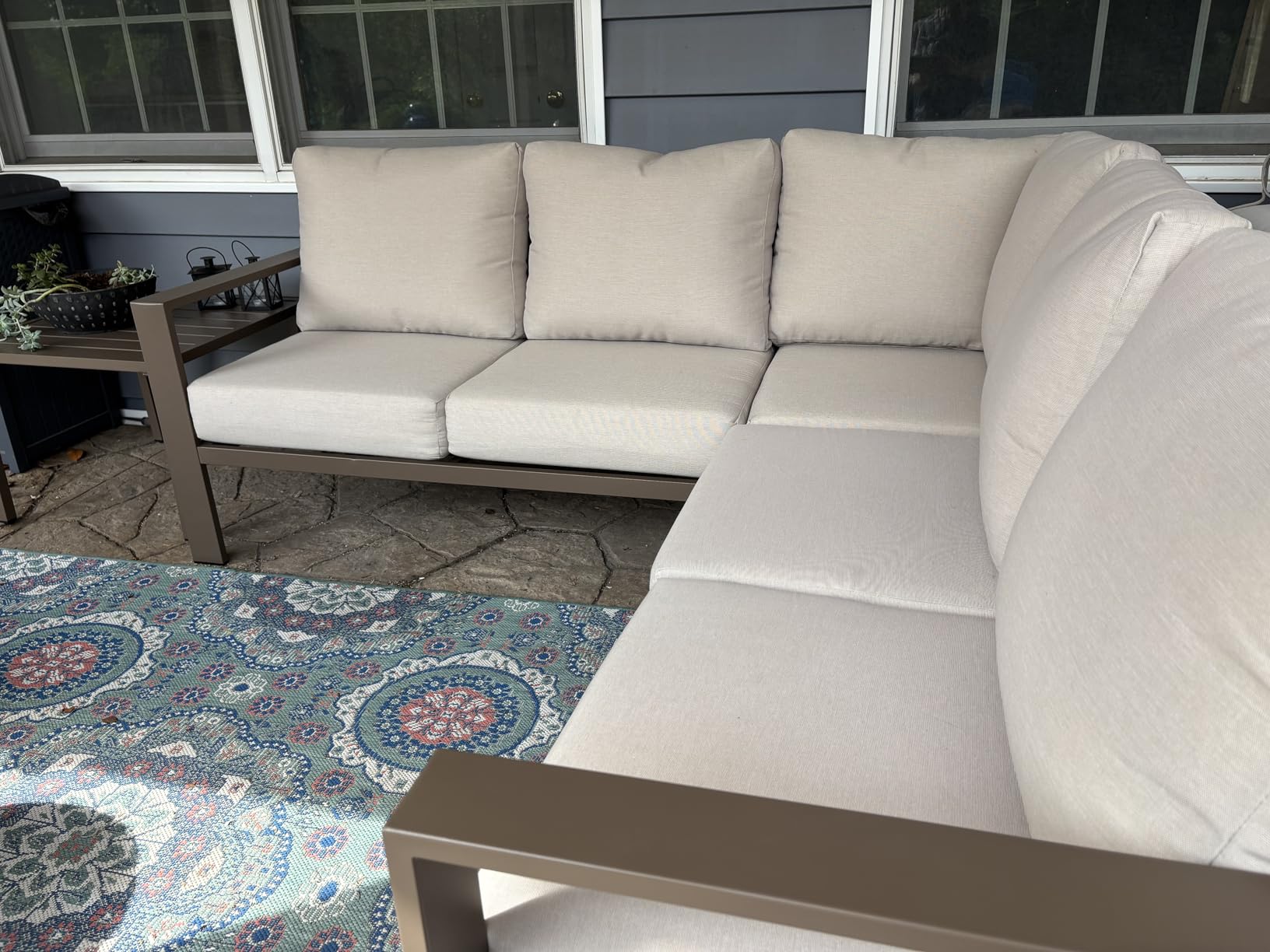 UDPATIO 6 Piece Patio Furniture Set, Metal Outdoor Sectional Sofa with 6