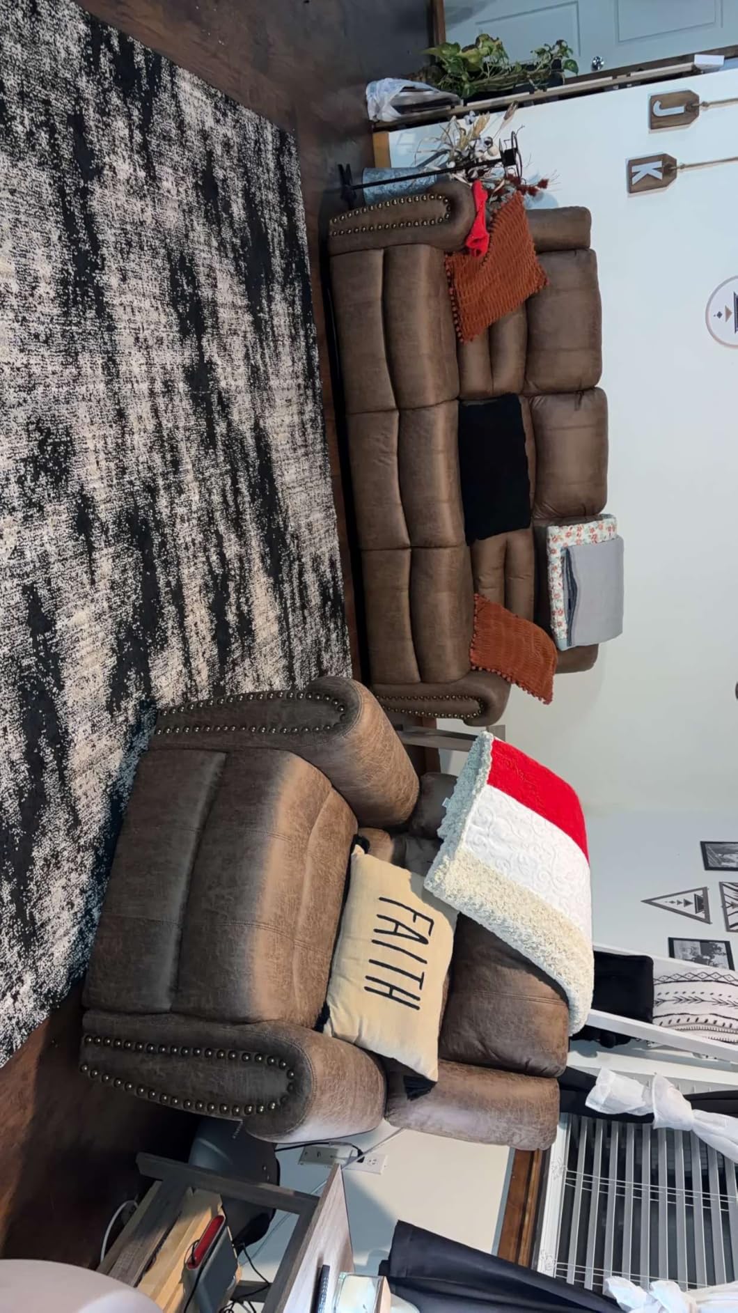 EBELLO Faux Leather Reclining Sectional Couches for Living Room, L-Shaped Power Recliner Sofa Set Corner Sectional Couch Home Furniture Set, with Storage Console, Cup Holders, USB Port, Coffee Brown customer photo 1