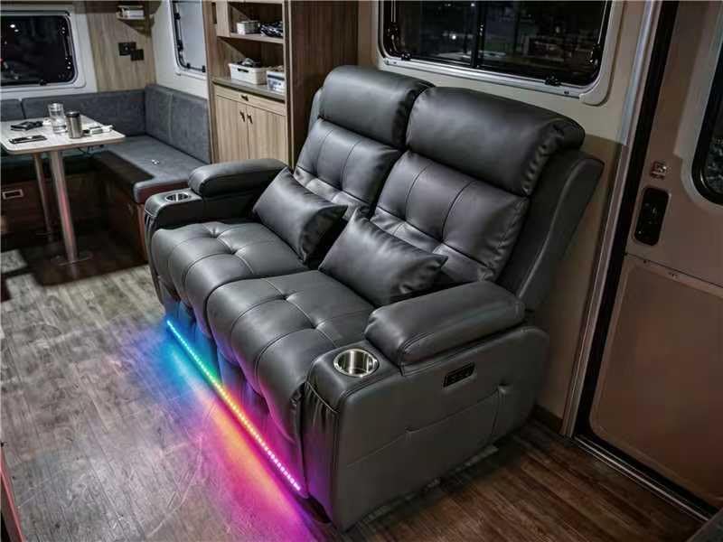 Power Loveseat Recliner with 2-Point Graphene Heat & Massage, Under-Seat Multi-Color Adjustable LED Light Strips, Foldable Armrest, USB A/C, Wall Hugger Recliner Couch for RV Home Theater customer photo 1