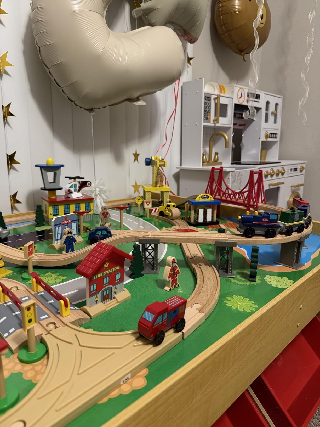 KidKraft Waterfall Mountain Wooden Train Set & Table; 120 Pieces, 3 Bins customer photo 1