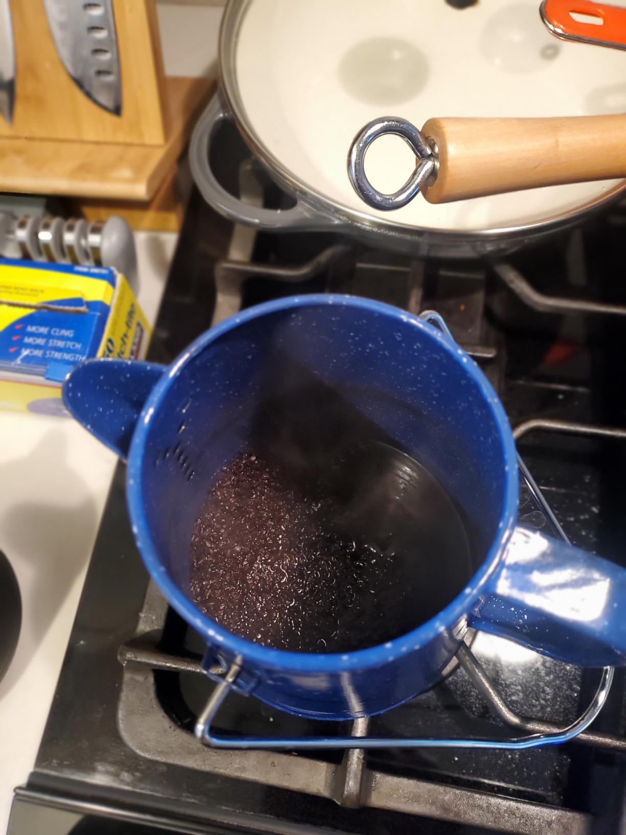 Grip Coffee Percolator (Blue) - Durable Glazed Enamel Steel - Prepare Coffee Over the Fire - Camping, Hiking, Backpacking, Fishing, Hunting - (8 Cups) customer photo 1