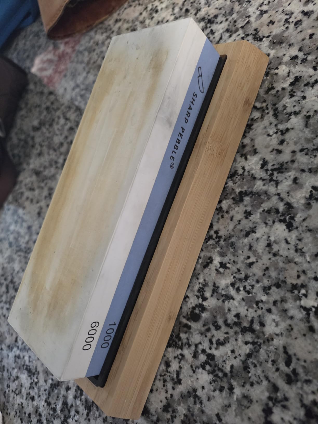 Sharp Pebble Whetstone Knife Sharpener - 1000/6000 Grit Sharpening Stone | Angle Guide for Foolproof Results - Wet Stone Sharpener & Honing Kit with Non-Slip Bamboo Base - Guided Beginner Instructions customer photo 1