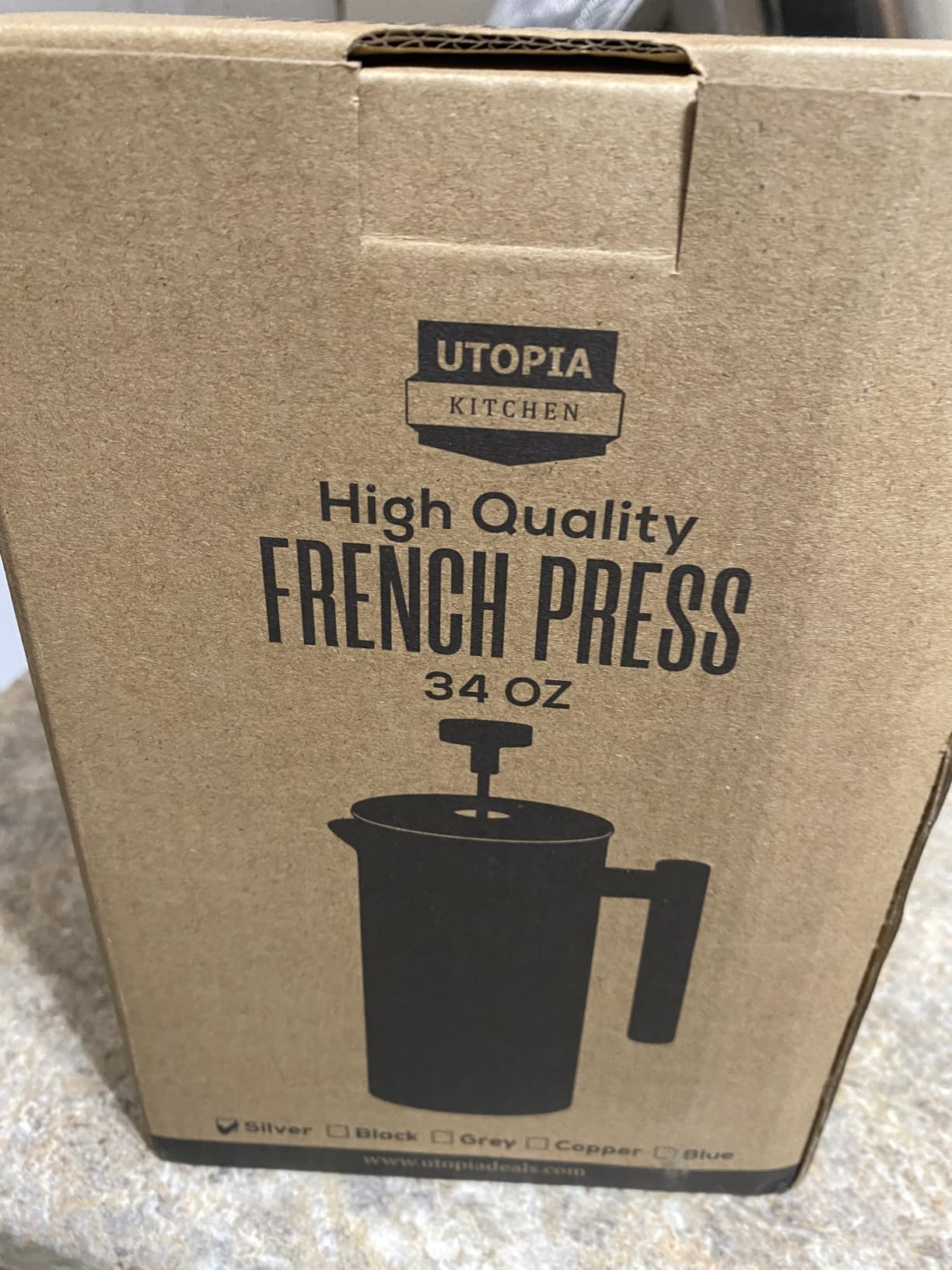 Utopia Kitchen 304 Grade Stainless Steel French Press Coffee Maker 34 Oz, Double Wall Insulated Coffee Press with 4-Level Filtration System, Include 2 Extra Filters, Rust-Free, Dishwasher Safe, Silver customer photo 1