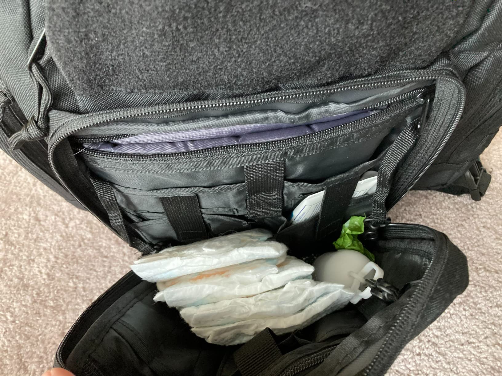 HighSpeedDaddy Diaper Bag Backpack with Diaper Changing Mat - Waterproof Military-Grade Baby Travel Bag - Spacious Design for Moms and Dads on the Go with Toddlers Baby Bag - Black customer photo 2