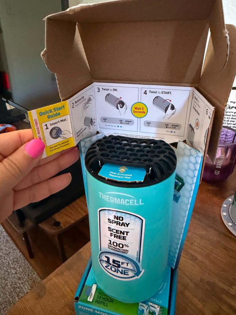 Thermacell Fuel-ZoneGuard Base Fuel Powered Mosquito Repeller; 15-Foot Zone of Scientifically Proven Outdoor Protection; Patio Shield; 12-Hr Refill; DEET-Free; Bug Spray Alternative; Glacial Blue customer photo 2