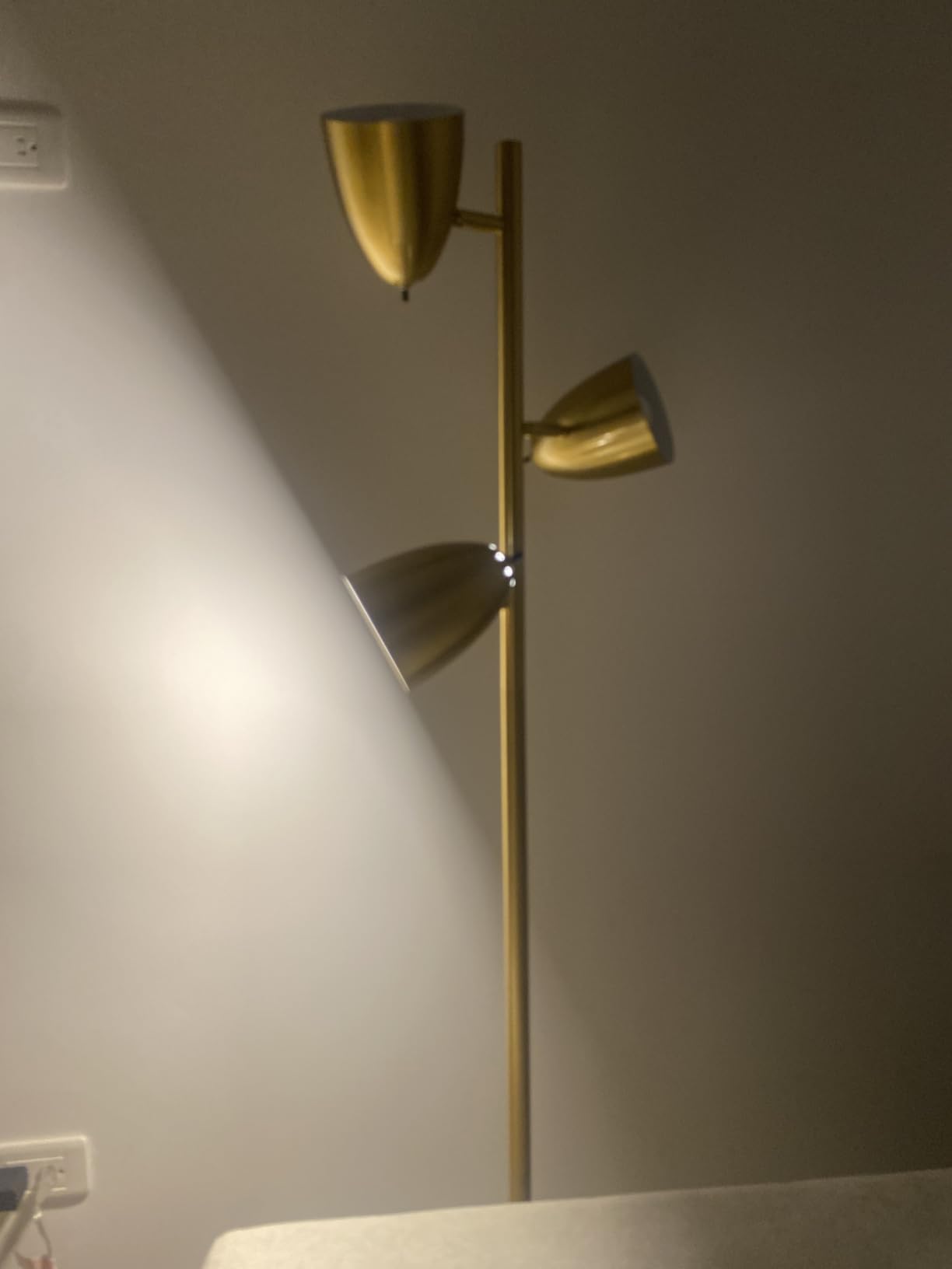 Brightech Jacob LED Standing Lamp, Modern Bright Floor Lamps for Living Rooms & Bedrooms, Tall LED Lighting Lamp with Adjustable 3 Light Tree - Antique Brass/Gold customer photo 1