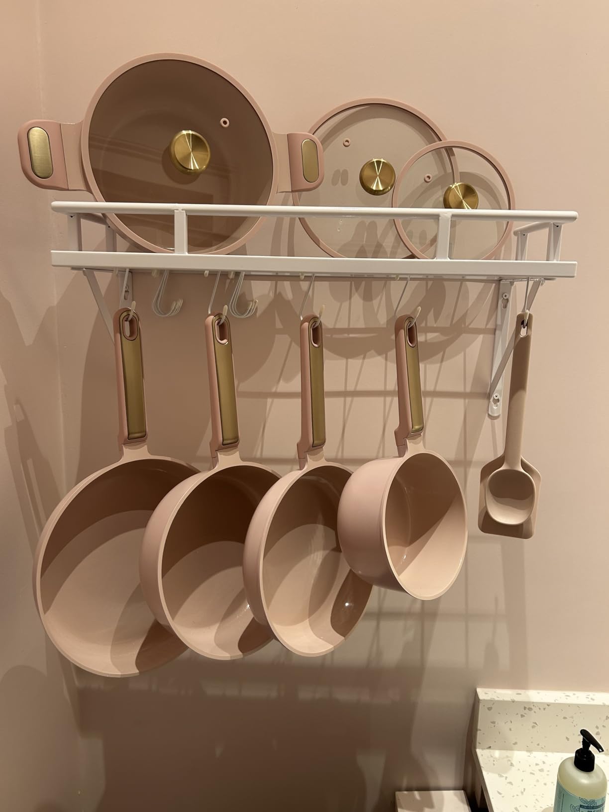 KES 24 Inch Kitchen Pot Pan Rack Wall Mounted Hanging Storage Organizer Wall Shelf With Hooks Matte Black, KUR215S60-BK customer photo 2