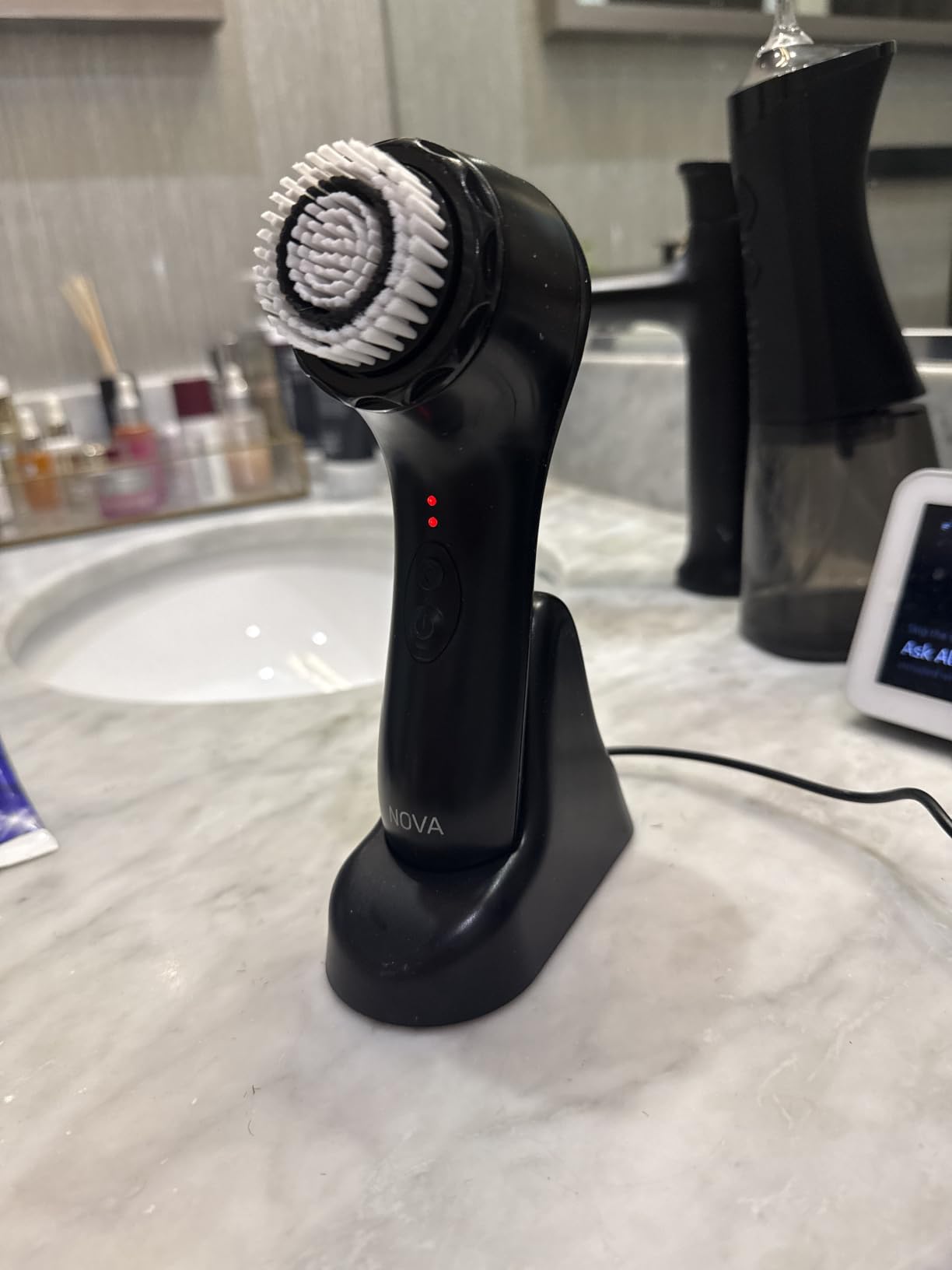 Spa Sciences - NOVA - Sonic Cleansing Brush with Bristles & Infusion System - Anti-Aging Facial Exfoliating, Waterproof, and USB Rechargeable customer photo 1