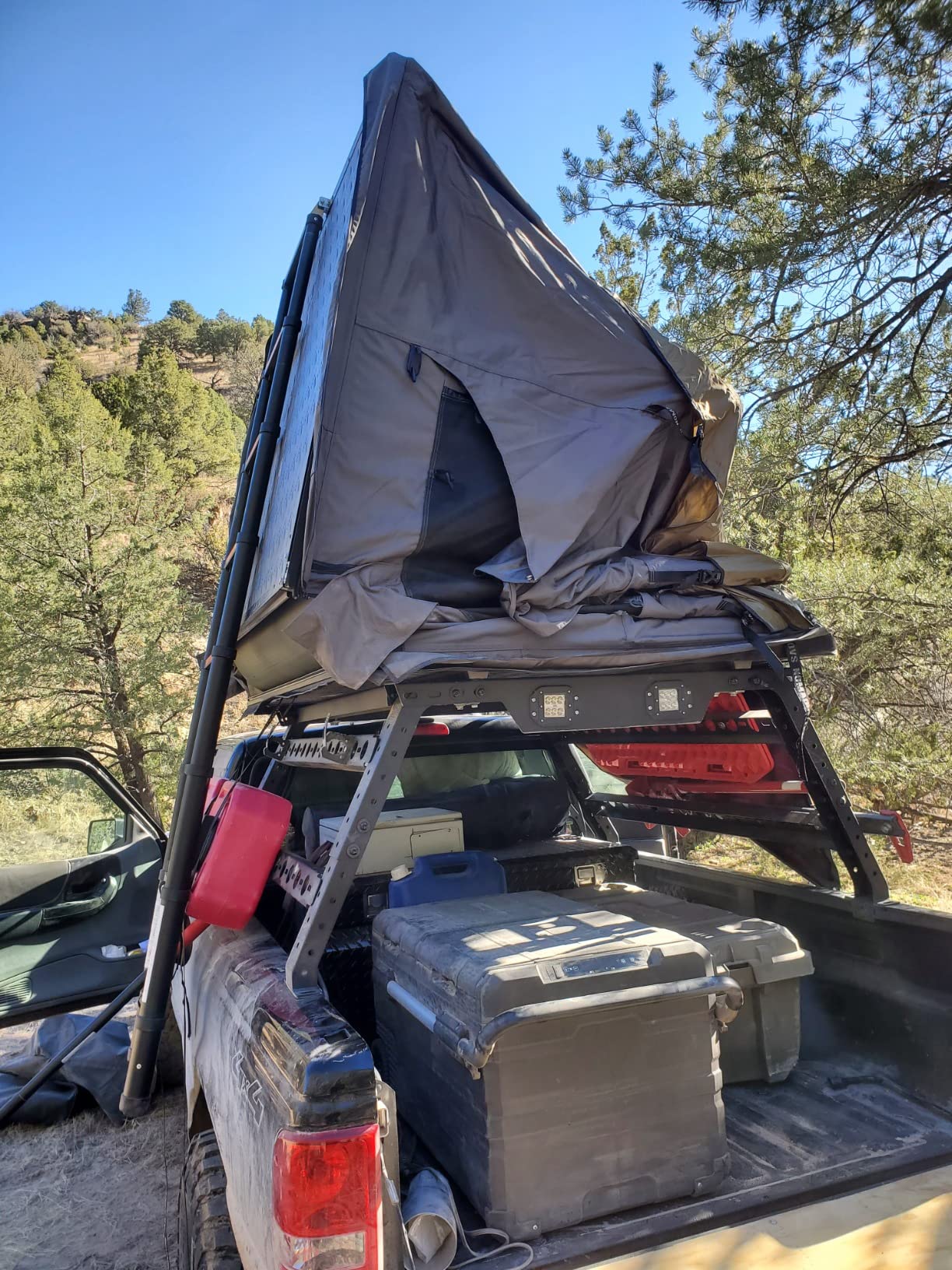 Overland Vehicle Systems HD Nomadic 3 Extended Soft Shell Roof Top Tent - Dark Gray Base with Green Rain Fly & Black 1000G PVC Travel Cover customer photo 1