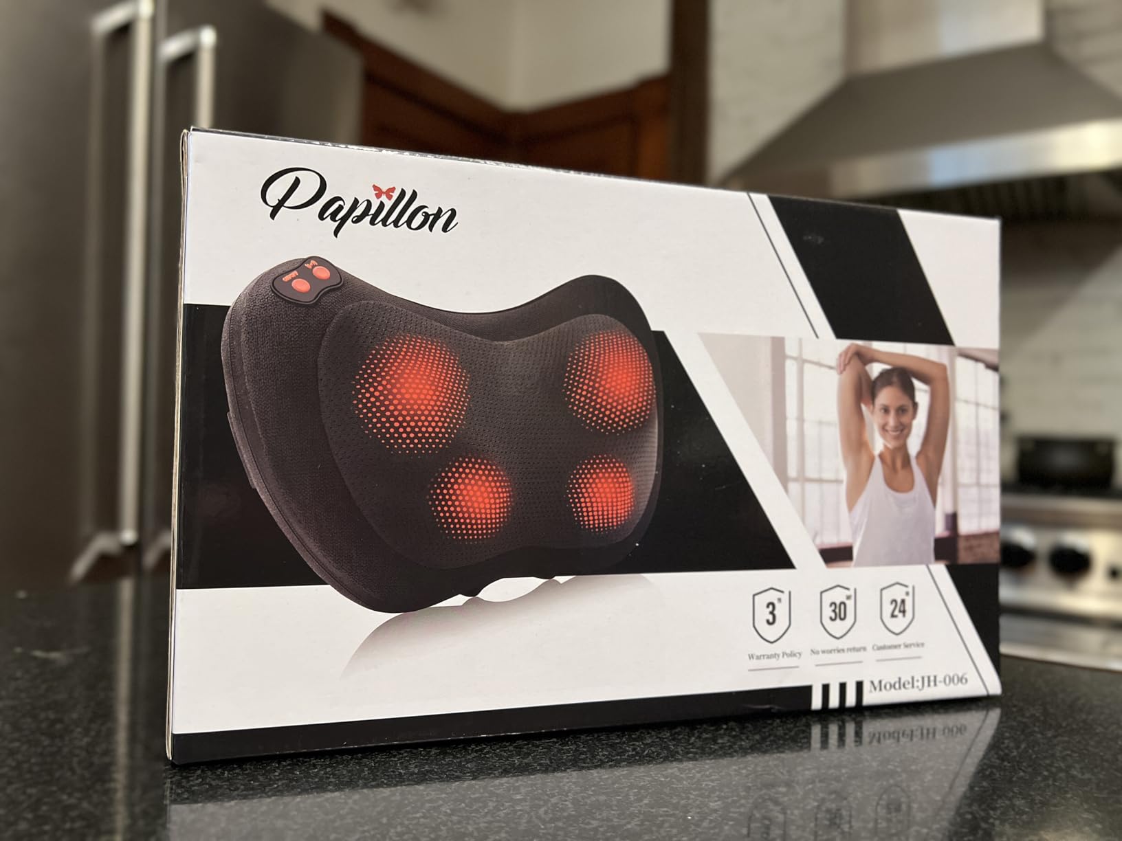 Papillon Back Massager with Heat, Shiatsu Deep Tissue Massage for Neck, Shoulder, Upper & Lower Back Pain Relief, Electric Kneading 3D Massager Pillow, Gifts for Women,Men,Mother,Her (Gray) customer photo 1
