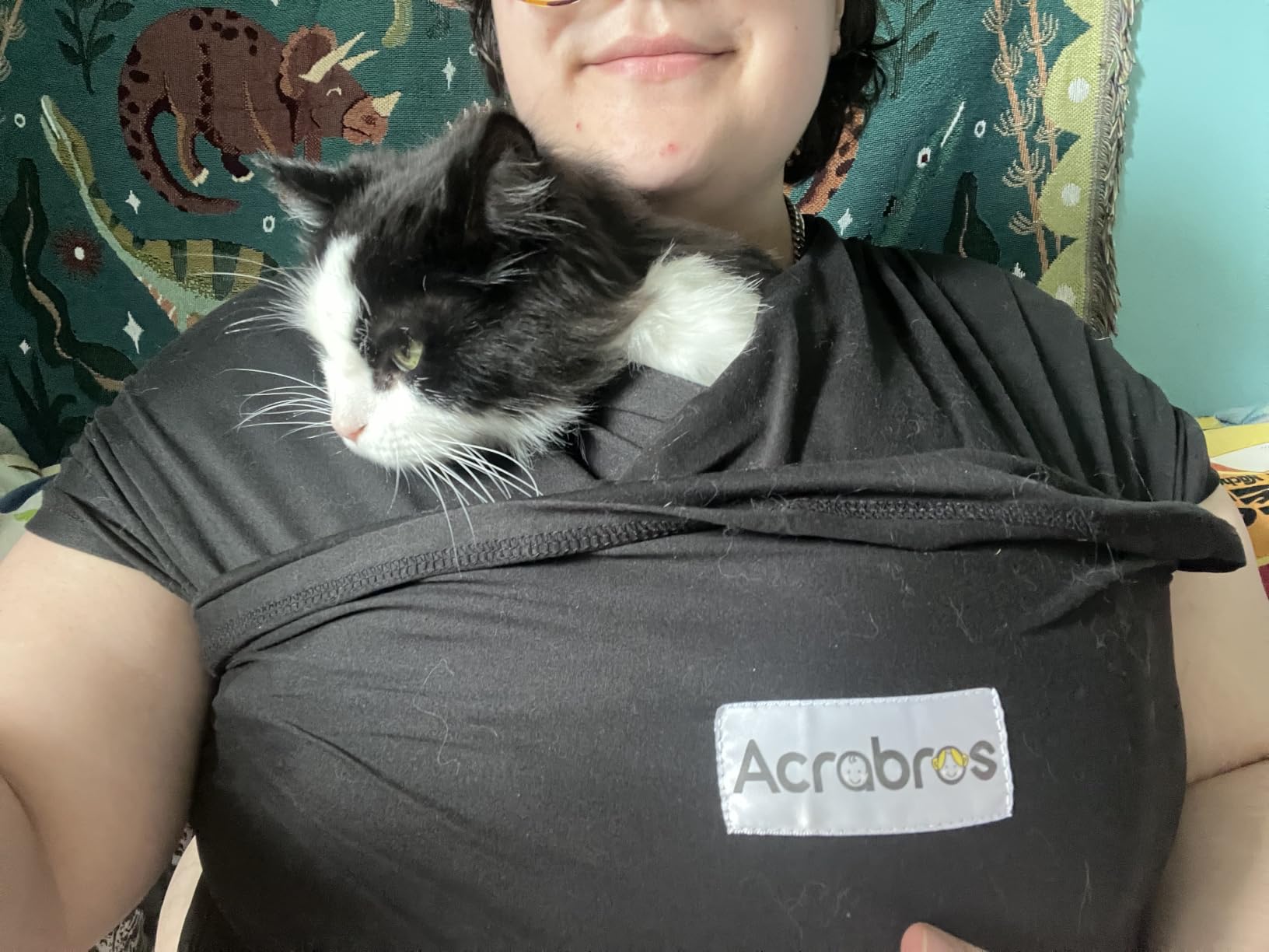 Acrabros Baby Wrap Carrier, Hands Free Baby Carrier Sling, Lightweight, Breathable, Softness, Perfect for Newborn Infants and Babies Shower Gift, Black customer photo 2