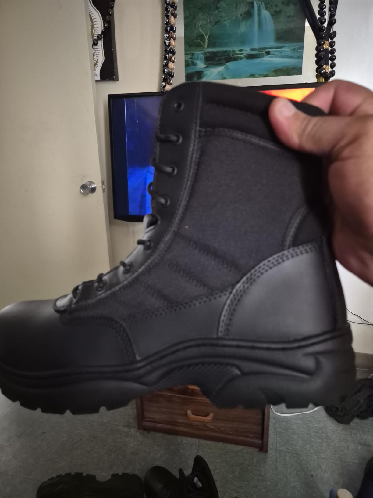 NORTIV 8 Men's Military Tactical Work Boots Side Zipper Leather Motorcycle Combat Boots Trooper customer photo 1