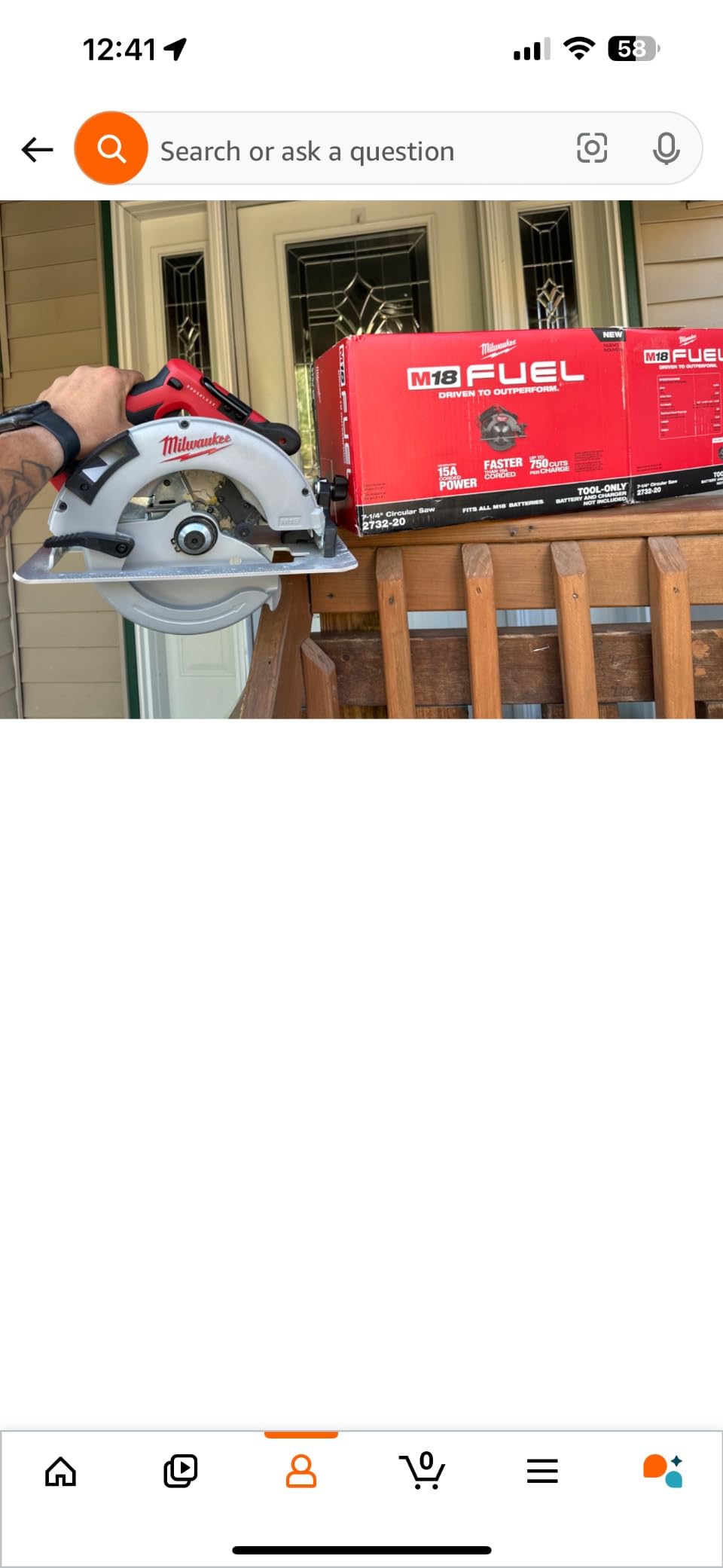 Milwaukee 2732-20 M18 Fuel 18 Volt Lithium-Ion 15 Amp 7-1/4 Inch Cordless Circular Saw (Tool Only) (Non-Retail Packaging) customer photo 2