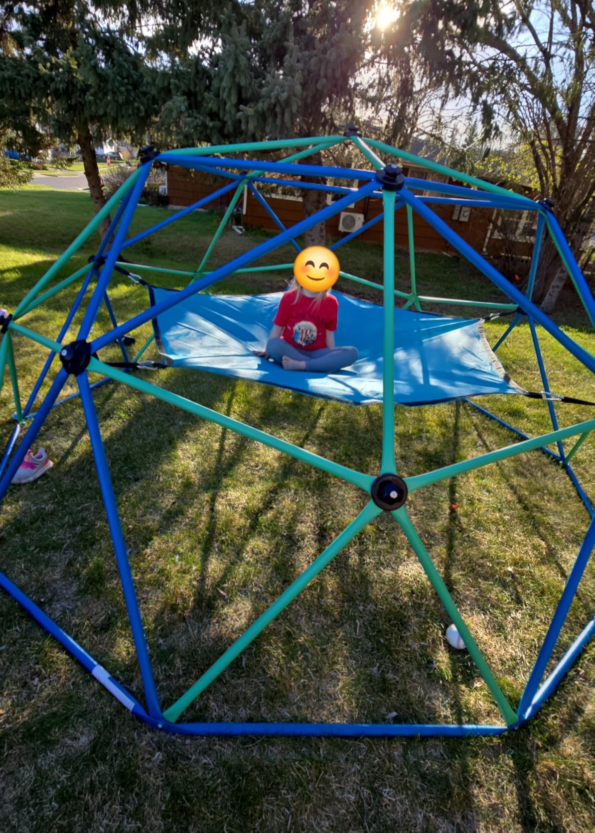 Zupapa 10FT Climbing Dome, Outdoor Jungle Gym for Kids with Climbing Grip - Geometric Dome Climber Supports 1000LBS Outdoor Playset and Easy Assembly Outdoor Play Equipment for Kids (Blue, 10FT) customer photo 1