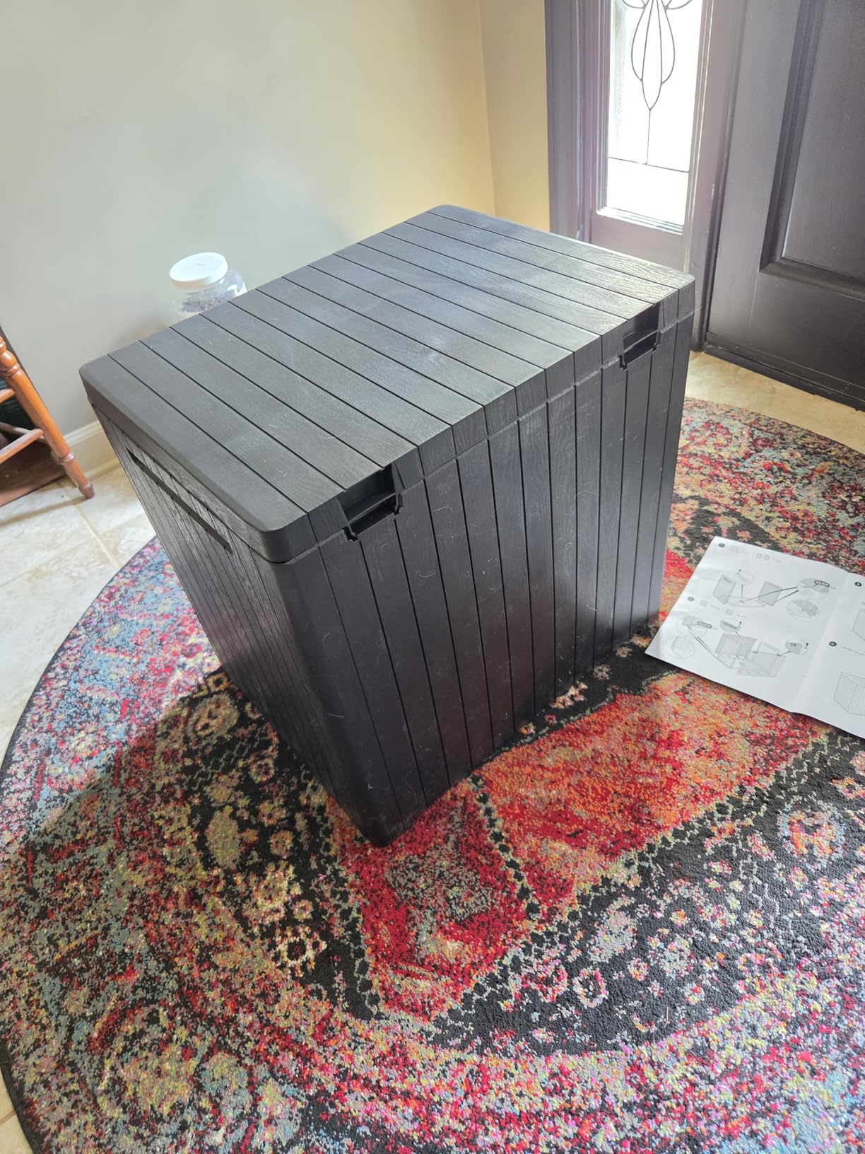 Keter City 30 Gallon Resin Outdoor Storage Box and Patio Furniture Side Table for Pool and Garden Accessories, Brown customer photo 1