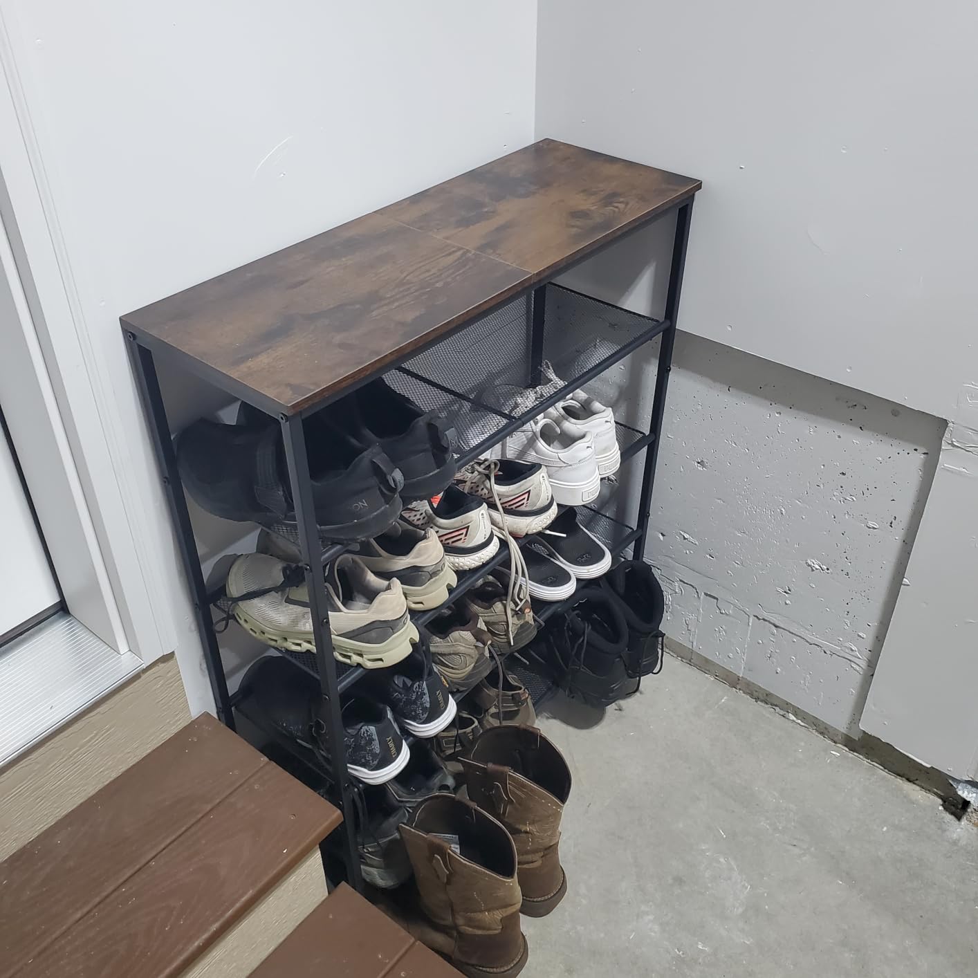 VASAGLE 6-Tier Shoe Rack, Shoe Organizer for Closet, Entryway, 24-30 Pairs of Shoes, Large Shoe Rack Organizer with 5 Metal Mesh Shelves, Rustic Brown and Black ULBS016B01 customer photo 1