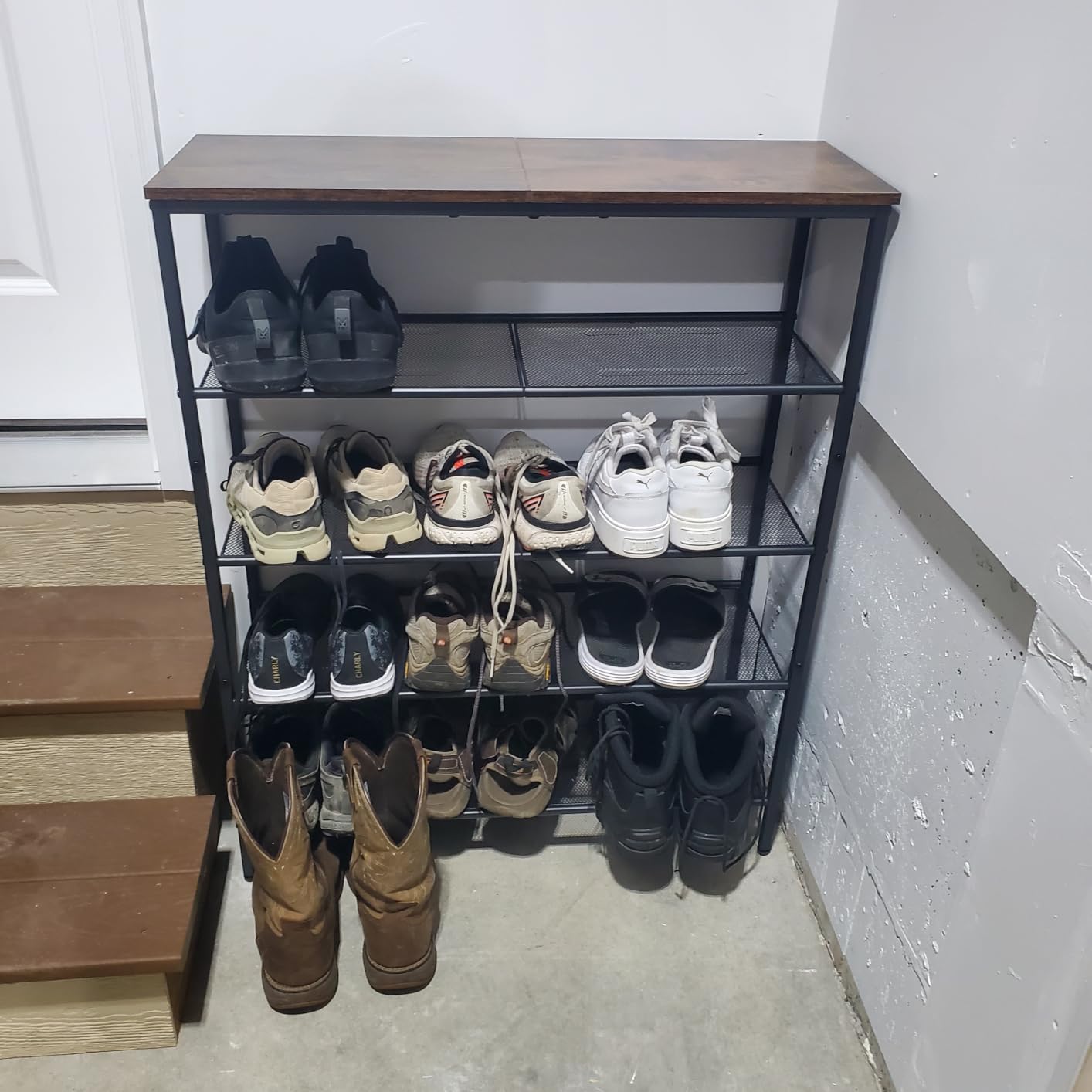 VASAGLE 6-Tier Shoe Rack, Shoe Organizer for Closet, Entryway, 24-30 Pairs of Shoes, Large Shoe Rack Organizer with 5 Metal Mesh Shelves, Rustic Brown and Black ULBS016B01 customer photo 2