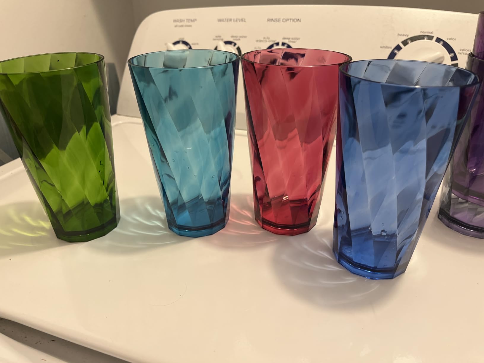 US Acrylic Optix Plastic Reusable Drinking Glasses (Set of 8) 20oz Water Cups in Jewel Tone Colors | BPA-Free Tumblers, Made in USA | Top-Rack Dishwasher Safe customer photo 1