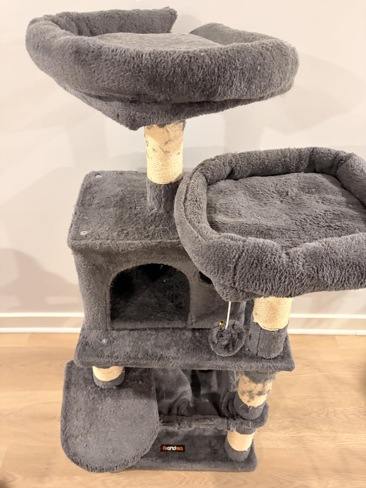 Feandrea Cat Tree, 81.1-Inch Large Cat Tower, Multi-Level Plush Condo with 13 Scratching Posts, 2 Perches, 2 Caves, Basket, Hammock, Pompoms customer photo 1