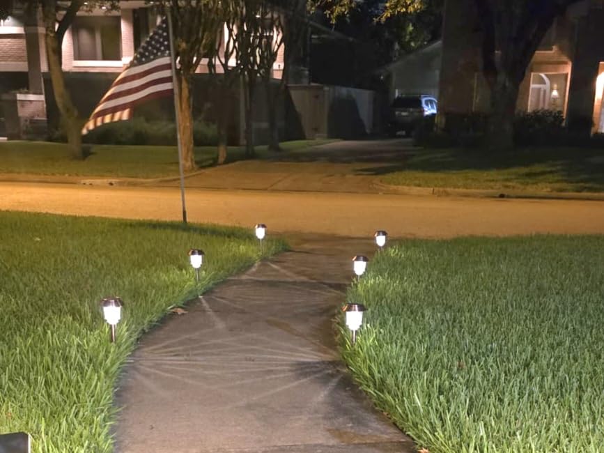 XMCOSY+ Solar Pathway Lights Outdoor - 6 Pack Solar Lights Outdoor Waterproof, 10-40 LM Dimmable Auto On/Off Solar Outdoors Lights Yard Garden Walkway Driveway (Warm White) customer photo 2