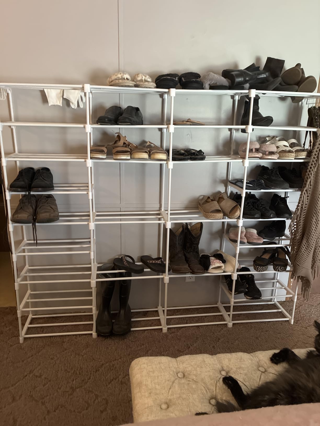WOWLIVE 9 Tier 3-Column Shoe Rack, 50-55 Pairs Stackable, 50-Inch Long, Removable Shelves Fit Tall Boots, for Garage and Closet, Black customer photo 2
