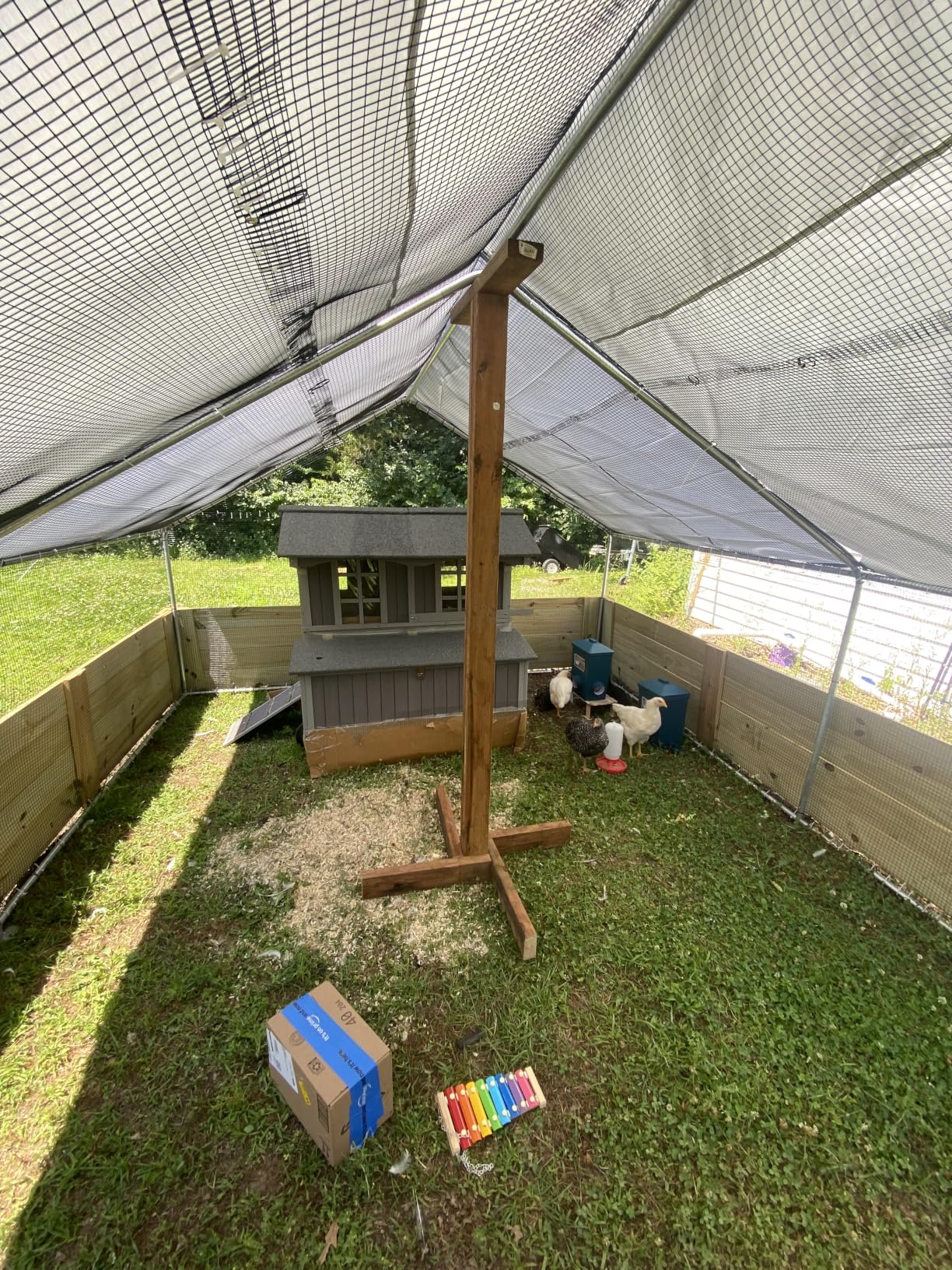 Large Metal Chicken Coop, 13.2x9.9x6.6ft Bold Chicken Pen with Spire Shape | Heavy Duty Walk-in Outdoor Enclosure with Waterproof Anti-UV Cover. Poultry Cage Suitable For Chicken, Duck, Rabbit and Dog. customer photo 2
