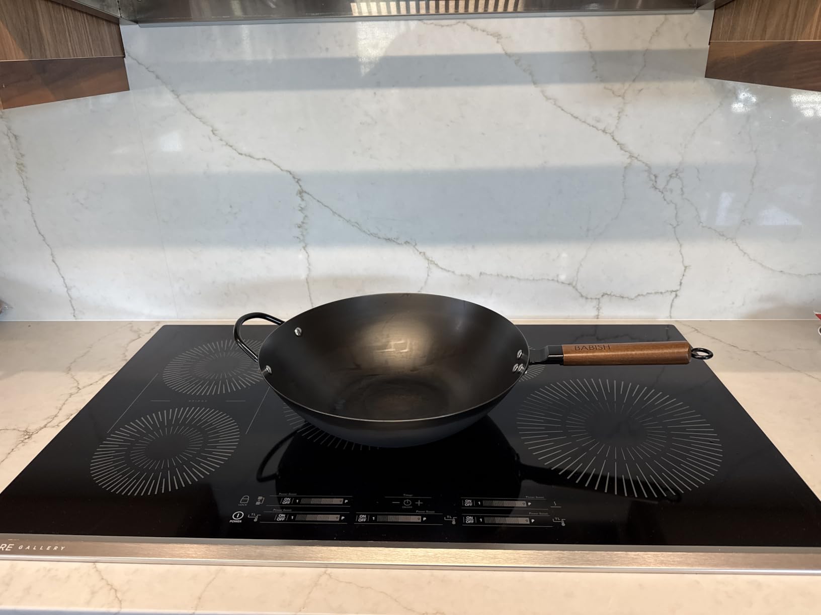 Babish Carbon Steel Wok 14 Inch Flat Bottom Stir Fry Pan Durable Heavy Duty Cookware for High Heat Cooking Stir Fry Sauteing Frying Compatible with Gas Electric and Induction Stovetops customer photo 1