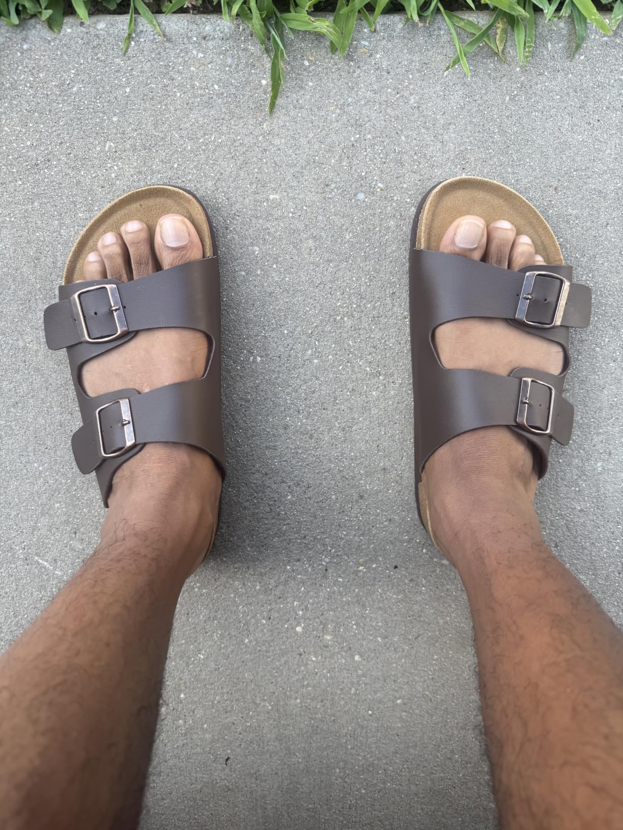 CUSHIONAIRE Lane Cork Footbed Mens Sandals, Adjustable Buckle Comfort Slides for Men, Genuine Leather Insole Summer Sandals Men Footwear customer photo 1