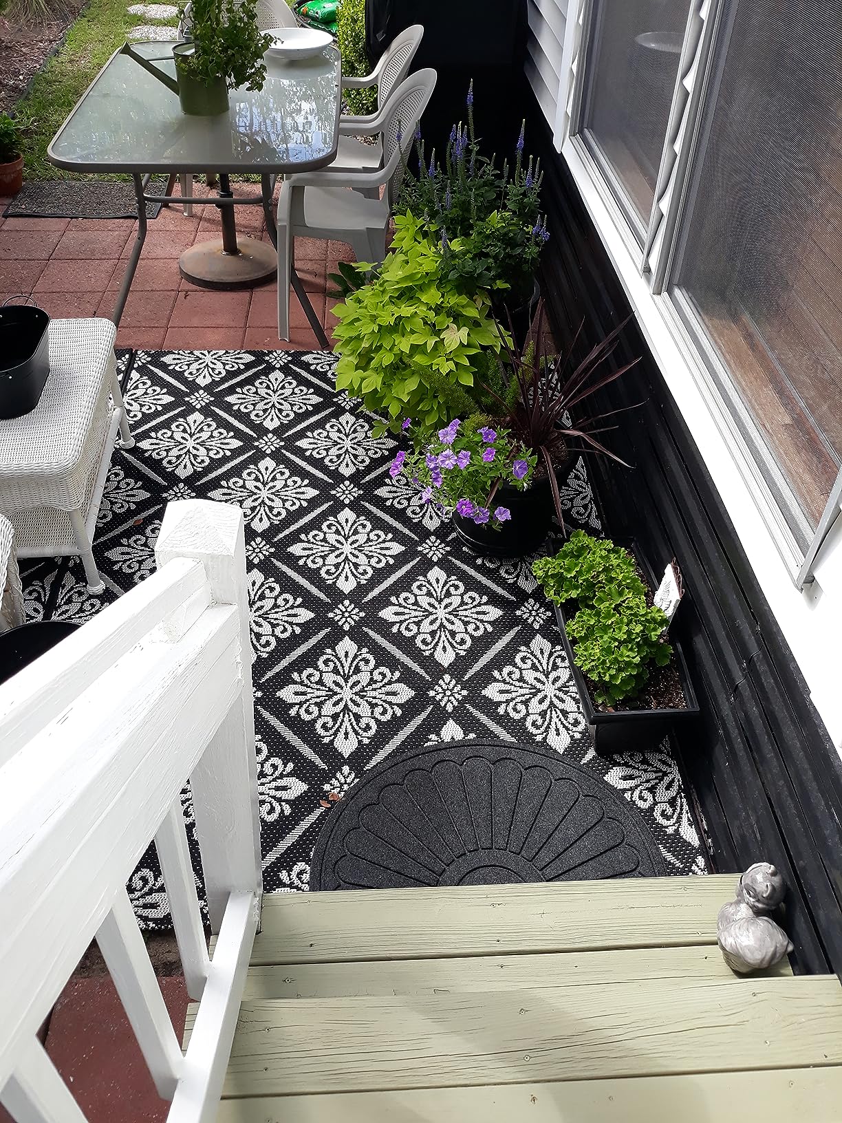 Gertmenian Indoor Outdoor Premium Flatweave Area Accent Rugs | Washable, Stain & UV Stabilized Carpet | 5x7 Standard, Carved Medallion Light Gray customer photo 1