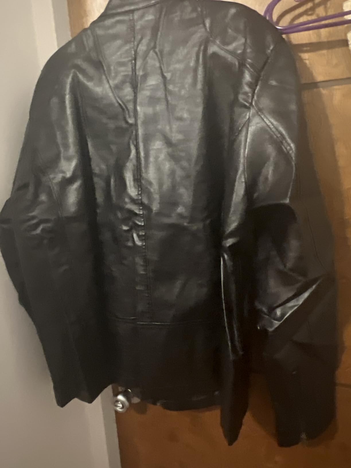 WULFUL Men's Stand Collar Leather Jacket Motorcycle Lightweight Faux Leather Outwear customer photo 2