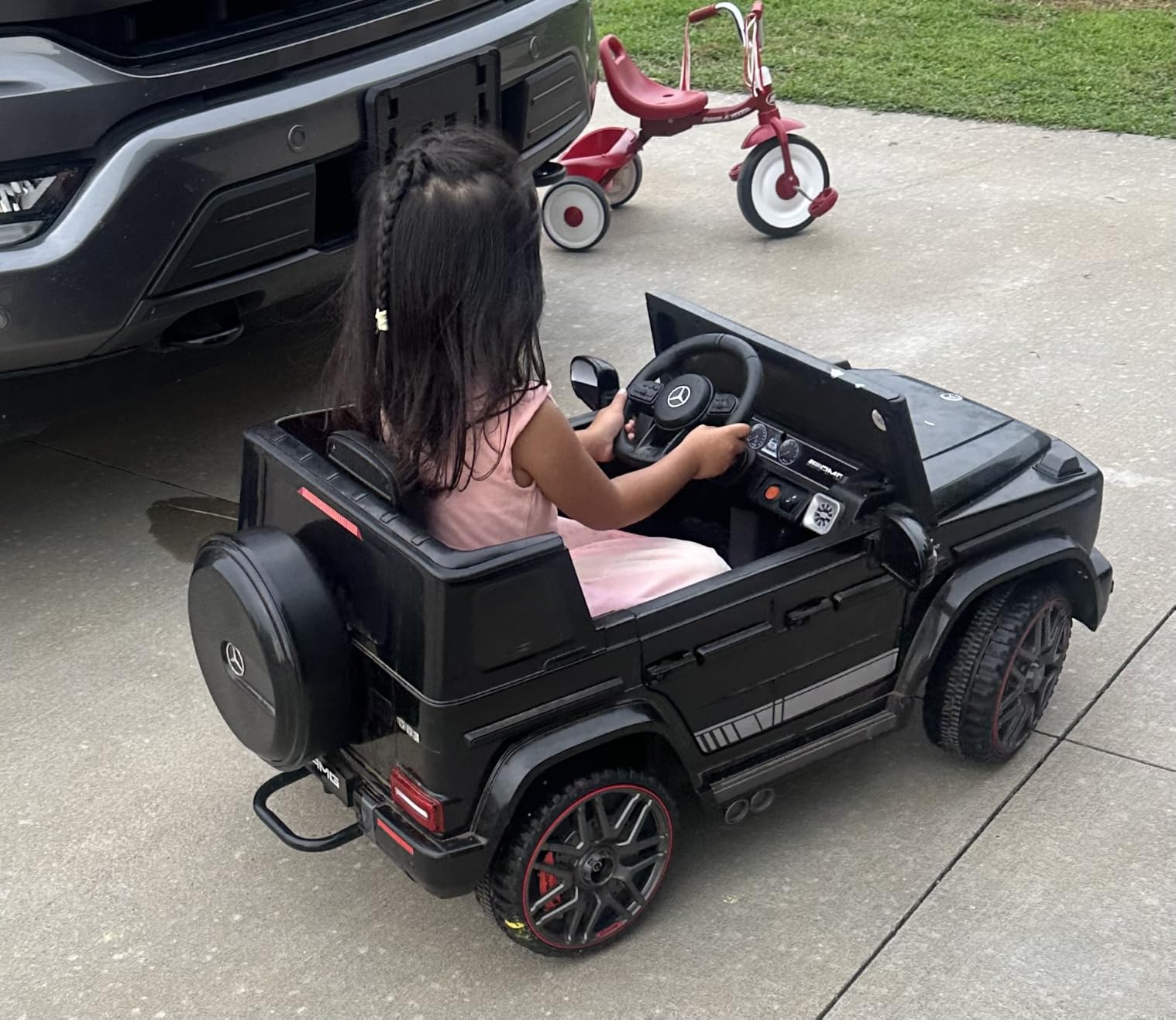 ANPABO 12V 7AH Licensed Mercedes-Benz G63 Electric Car for Kids, White | Parent remote control ride on car for toddlers with 3-speed, LED headlights, music & horn, soft start and low battery prompt customer photo 2
