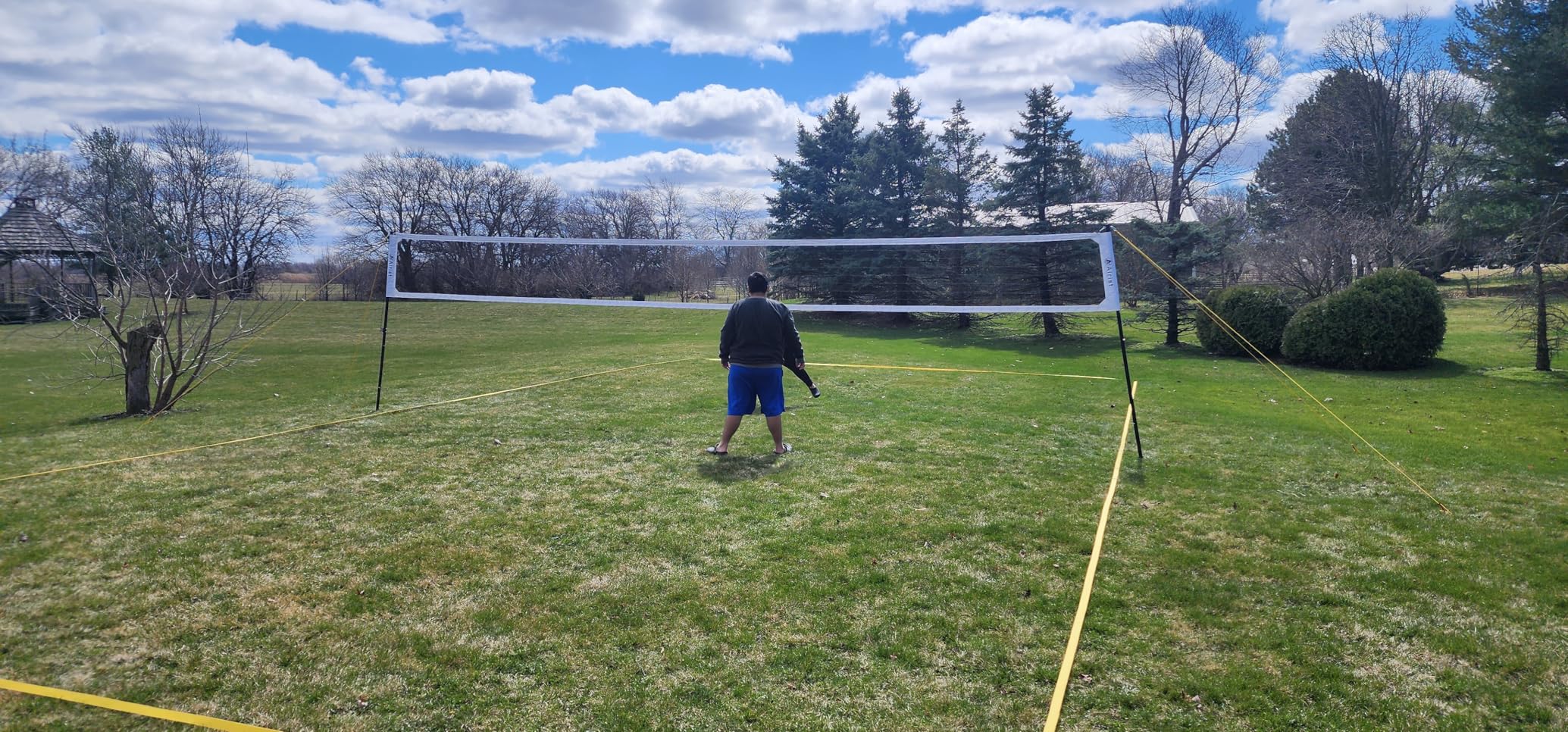 Heavy Duty Volleyball Net Outdoor with Steel Anti-Sag System, Adjustable Aluminum Poles, Professional Volleyball Nets Set for Backyard and Beach, Volleyball and Carrying Bag customer photo 1