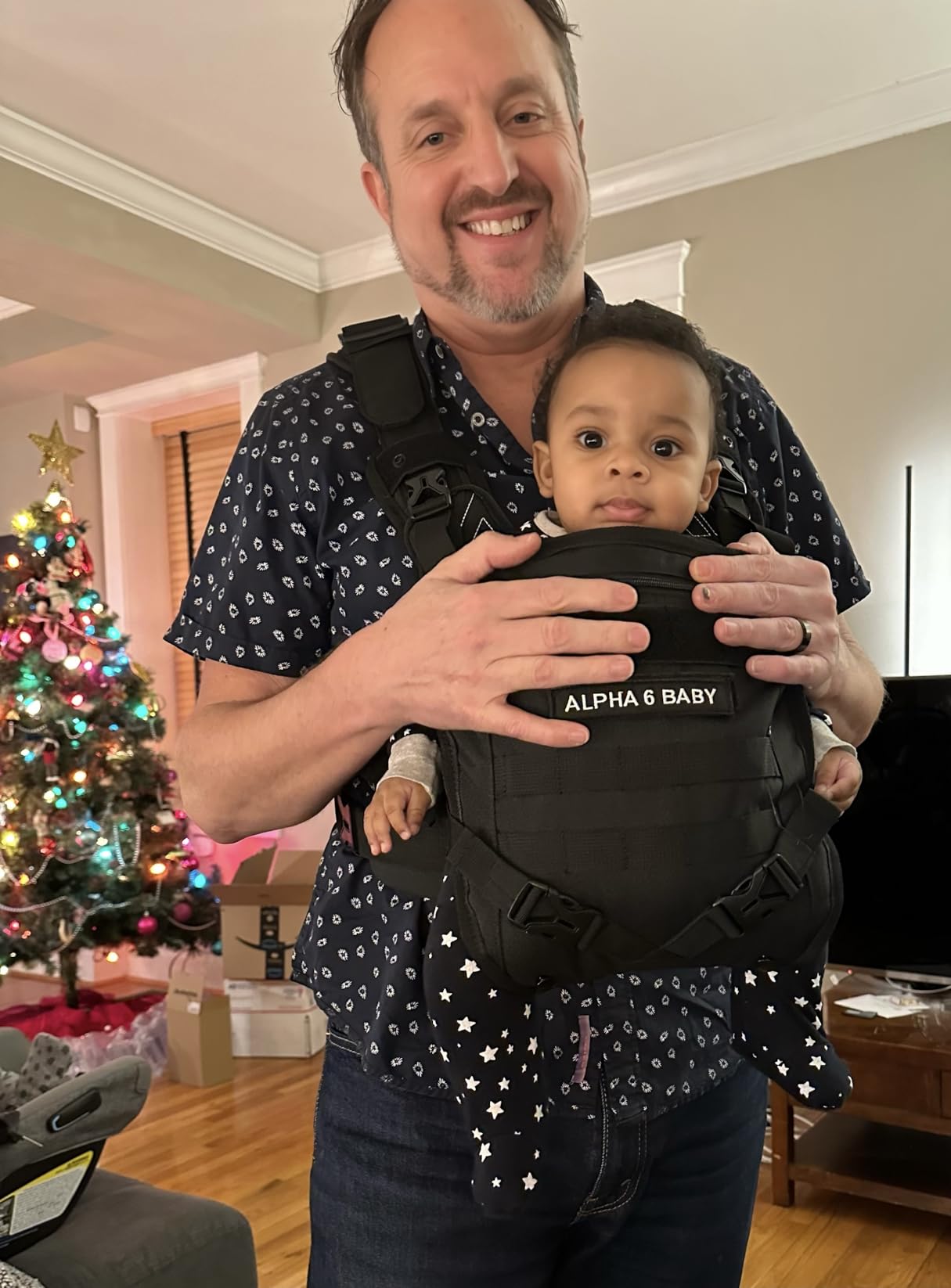 Front Facing Baby Carrier for Dad - Ergonomic Military-Design Infant-to-Toddler Carrier with Lumbar Support, MOLLE Compatible, Black customer photo 2
