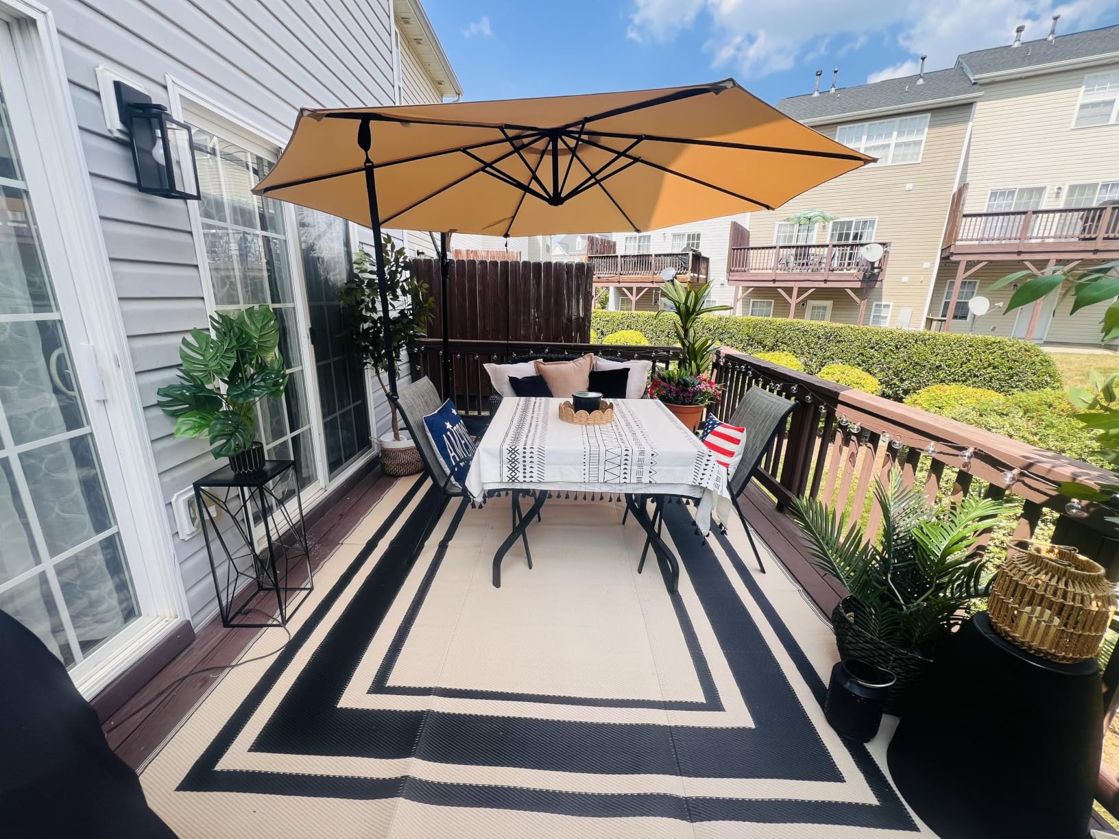 RURALITY Outdoor Rugs 5x8 for Patios, Waterproof Plastic Straw Mats for Porch, Deck, RV, Backyard, Balcony, Reversible, Recyclable, Easy to Clean customer photo 1