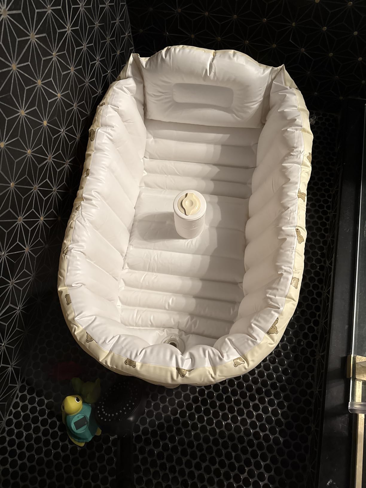 MINK Inflatable Baby Bathtub for Toddlers and Kids - Self-Inflating Design, No Pump Needed, Press Center to Inflate - Portable Collapsible Travel Baby Tub for Newborns to 36 Months (Olive Bath) customer photo 1