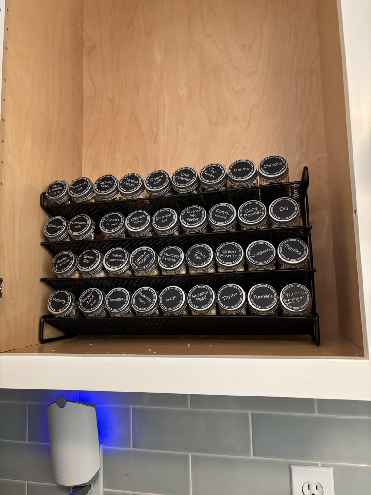 SpaceAid Spice Rack Organizer with 24 Spice Jars, 386 Spice Labels, Chalk Marker and Funnel Set for Cabinet, Countertop, Pantry, Cupboard or Door & Wall Mount - 24 Jars, 11.8