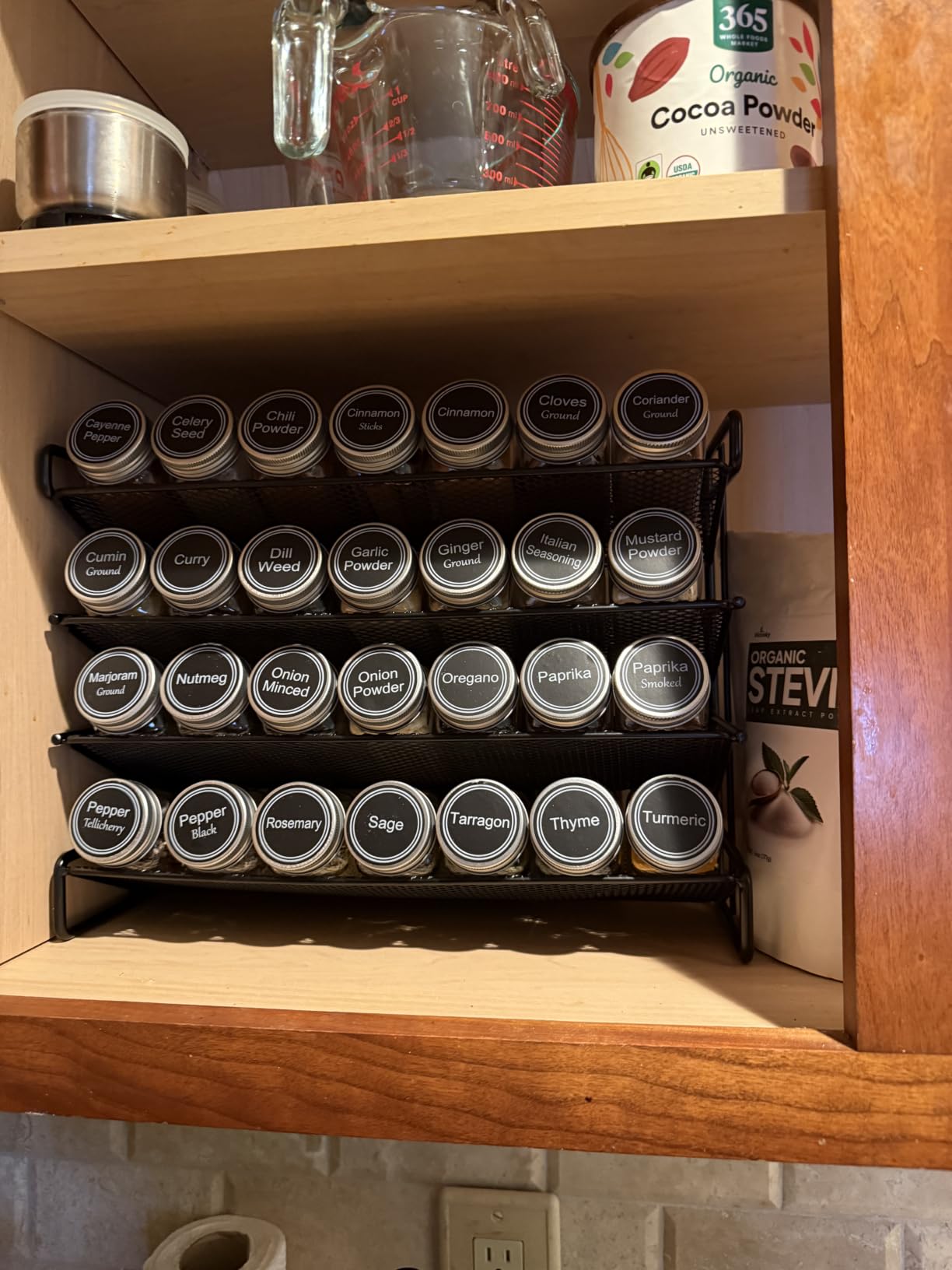 SpaceAid Spice Rack Organizer with 24 Spice Jars, 386 Spice Labels, Chalk Marker and Funnel Set for Cabinet, Countertop, Pantry, Cupboard or Door & Wall Mount - 24 Jars, 11.8