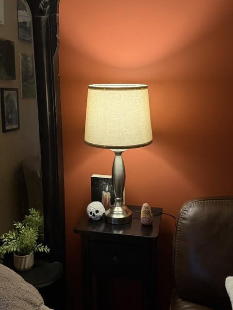 Bedroom Lamps for Nightstand, 3 Way Dimmable Silver Bedside Lamps with USB | Touch, USB C+A Ports, Bulb Included, Gray Shade, Silver, Chrome, Bed Side lamps for Night Stands, Living Room customer photo 1