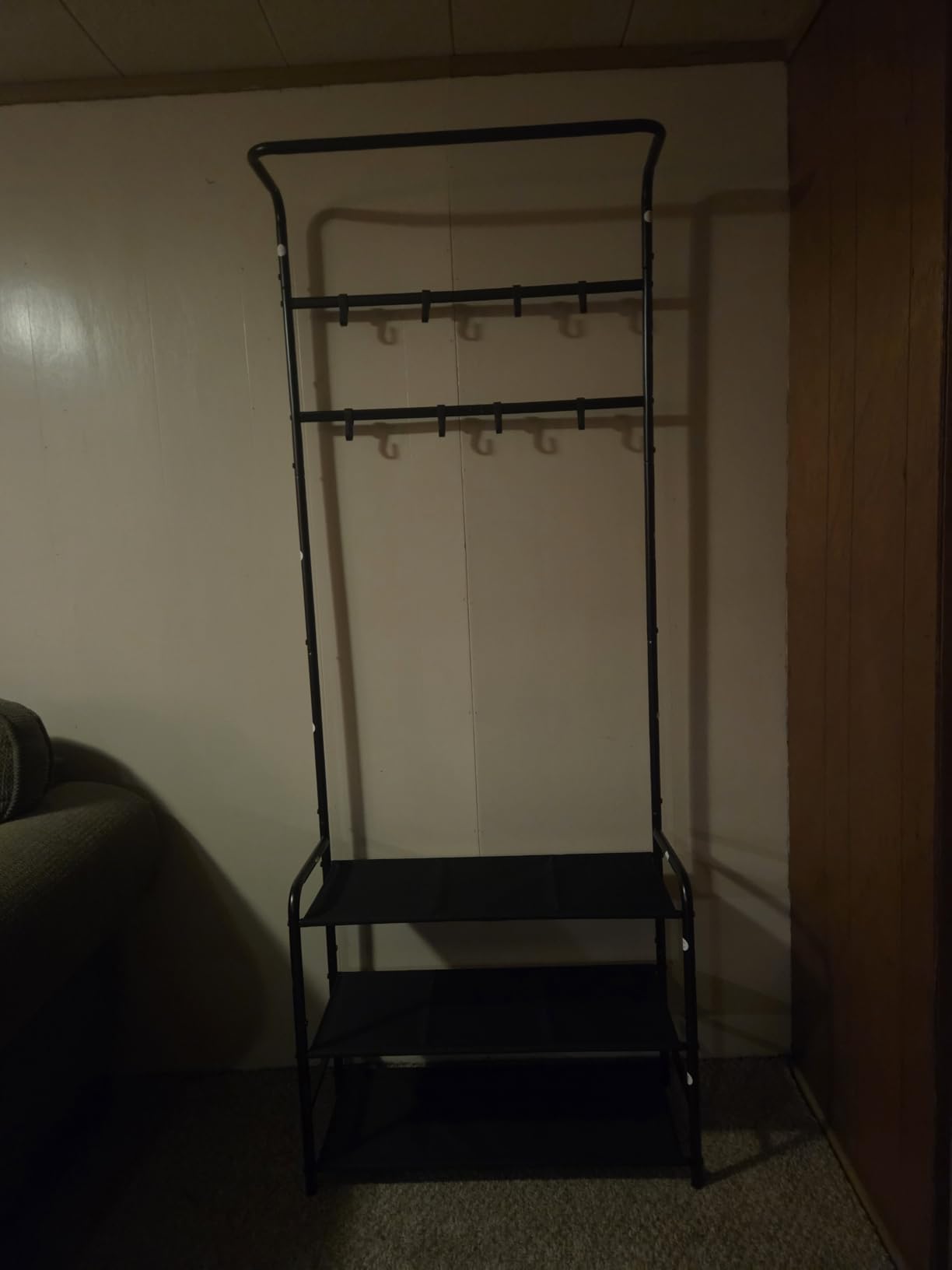 Simple Houseware Coat Rack with Storage Shelf, Freestanding Hall Tree with Hooks for Entryway, Bedroom, Office, Black Metal Clothes Hanger Stand for Coats, Hats, Jackets, Bags - Black customer photo 2