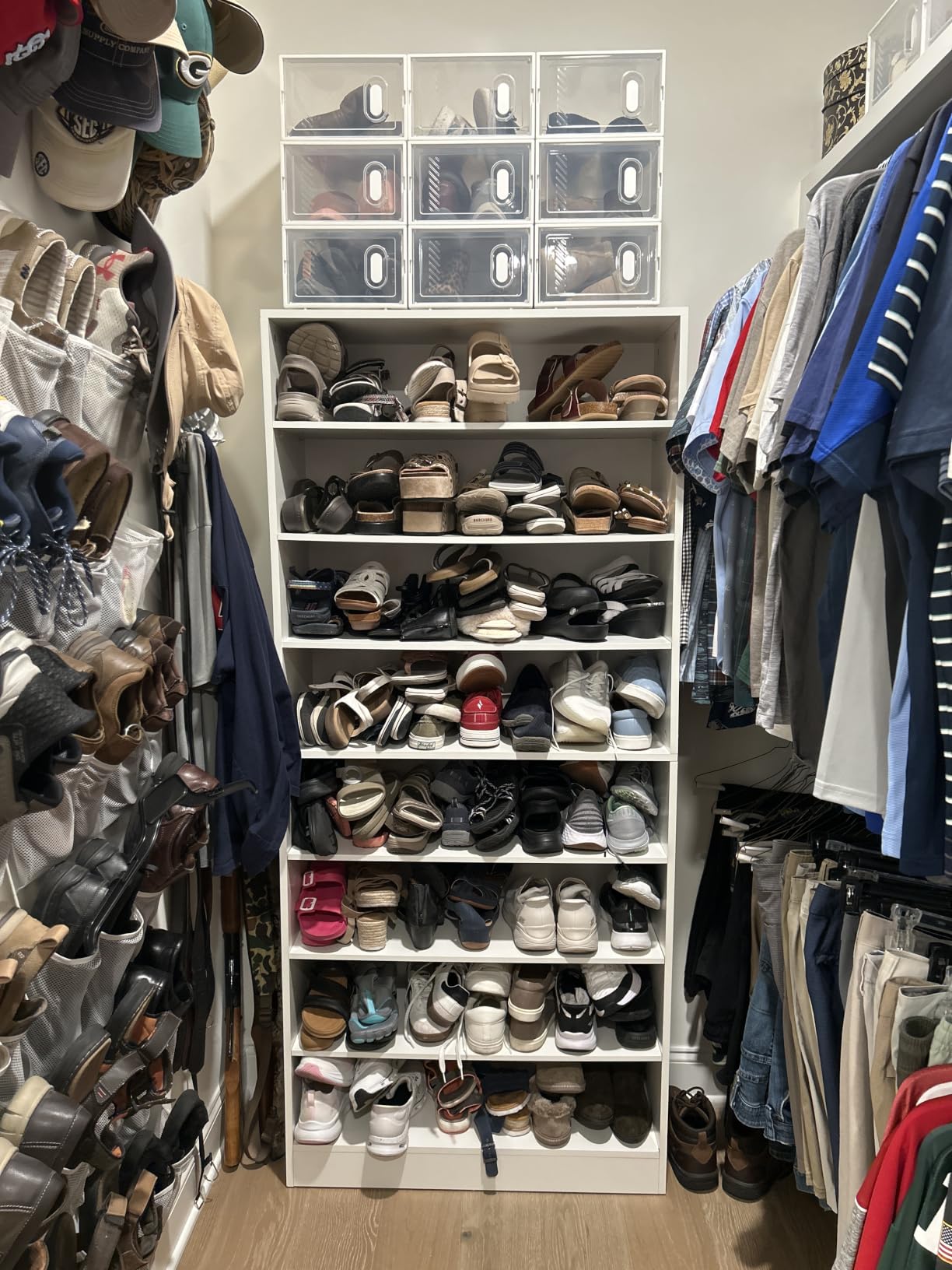 Tribesigns Shoe Cabinet, 9 Tiers 40-45 Pairs Heavy Duty Wood Freestanding Shoe Storage Cabinet, 70.8-Inch Tall Shoe Organizer with Open Storage for Entryway, White customer photo 1